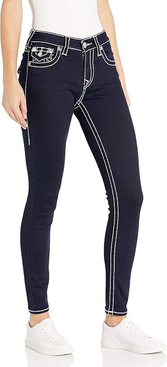 True Religion Womens Jennie Mid Rise Curvy Fit Skinny Ankle Jean, Sample Body Rinse, 30