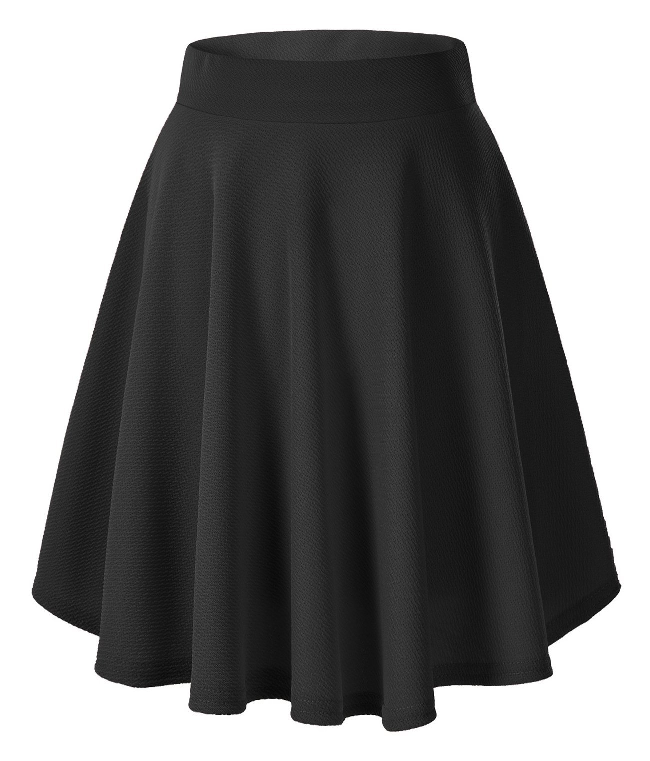 FRAULEIN Girl's/Women's Classic Stretchy All Time Trendy Striped Solid Skater Skirts with Attached Inner Shorts (S, Black) - Image 2 thumbnail