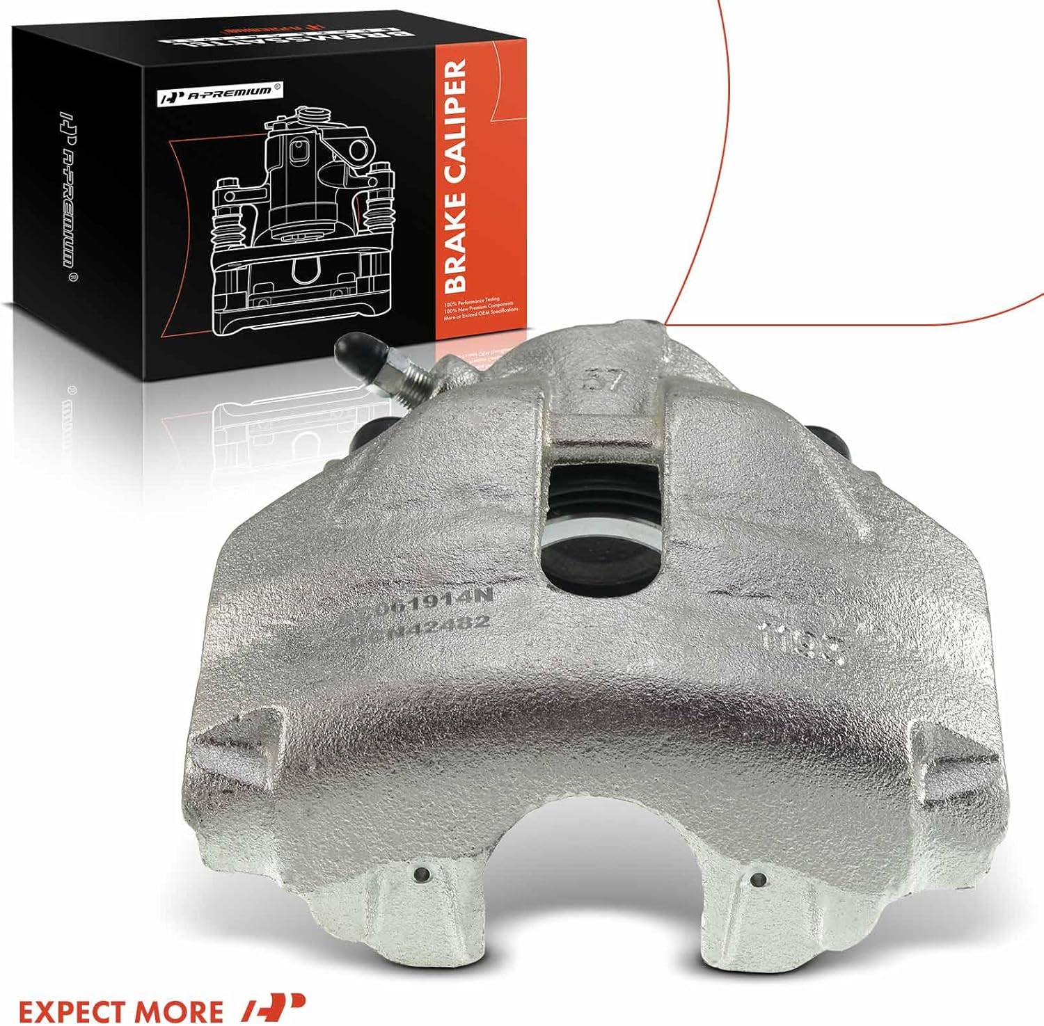A-Premium Disc Brake Caliper Assembly Without Bracket Compatible with Select Audi and Volkswagen Models - Passat 2002-2005, S6 2002-2003, A4, A4 Quattro, A6, A6 Quattro, S4 - Front Side