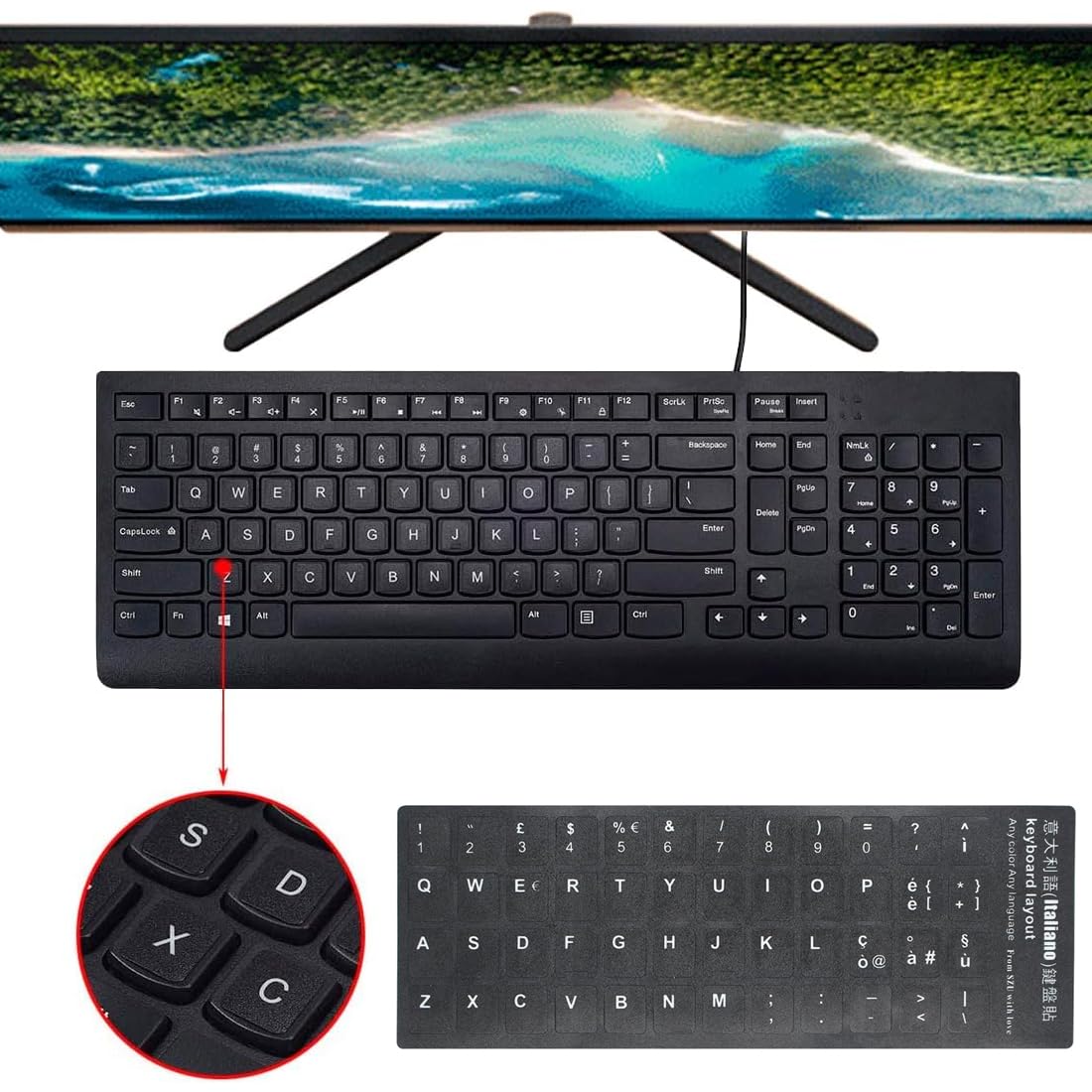 10 Aufkleber Für Italienische Tastatur - Etiketten Für Notebook, Laptop & Computer | StickersLab