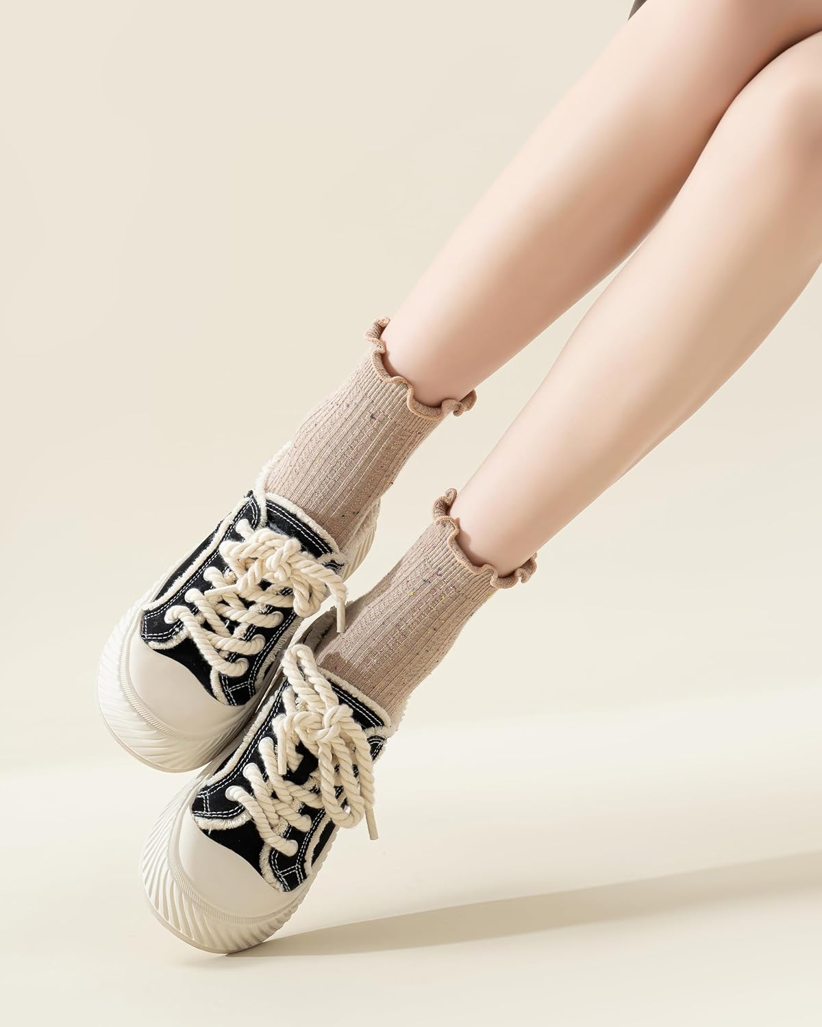 Mcool Mary Women's Ruffle Socks,Crew Cotton Sock,Over Ankle,Casual Frilly Cute Knit Lettuce Trim Dress Socks 6 Pack - Image 9