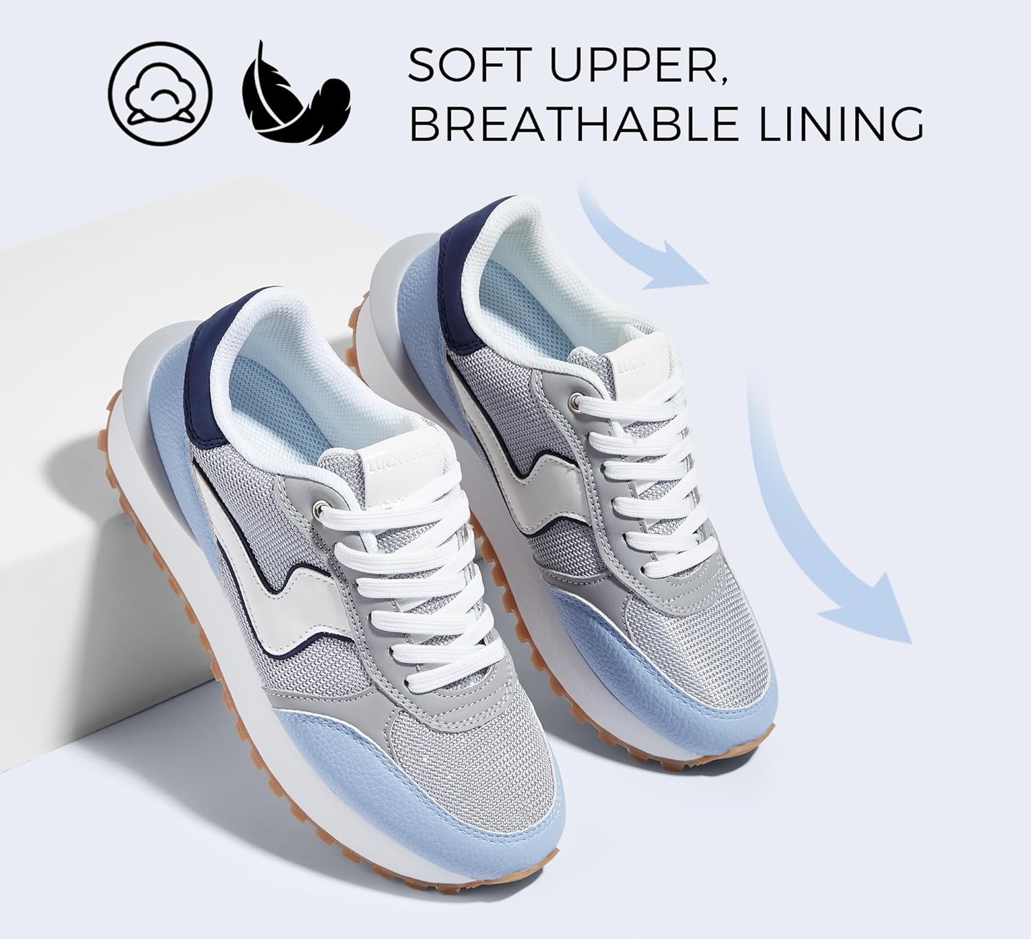 LUCKY STEP Women's Platform Fashion Sneakers Tennis Retro Walking Casual Trainers Stylish Durable Deluxe Skate Running Shoes - Image 4