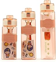 زجاجة مياه أكريليك مربعة بالشاليموه عملية وآمنة للأطفال والكبار من Next Store ، مع حزام للرقبة وزر أمان، مثالية للمدارس والنوادي والرحلات (اورنج)