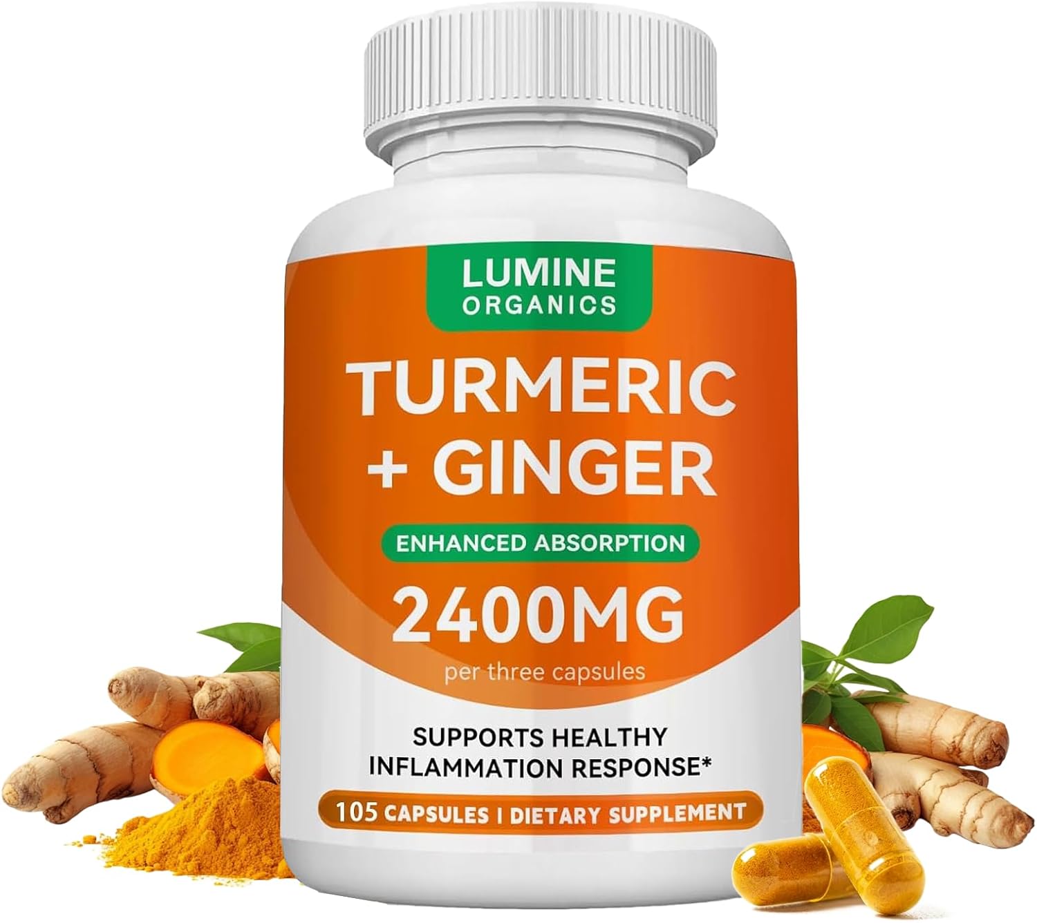 Turmeric Curcumin Supplement with 95% Curcuminoids | 2400mg Turmeric Extract per Serving | 105 Capsules (2PCS)