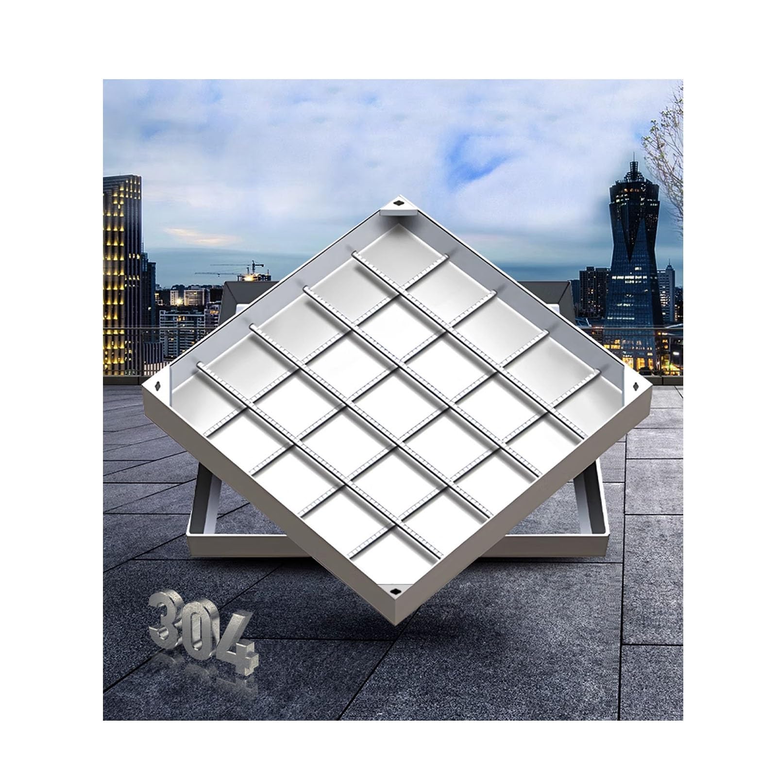 Invisible Stainless Steel Manhole Cover, Durable Square Design for Septic Pit, Heavy Load Capacity (5cm, 60x60cm/23.6"x23.6") - Flush Mount Access Cover