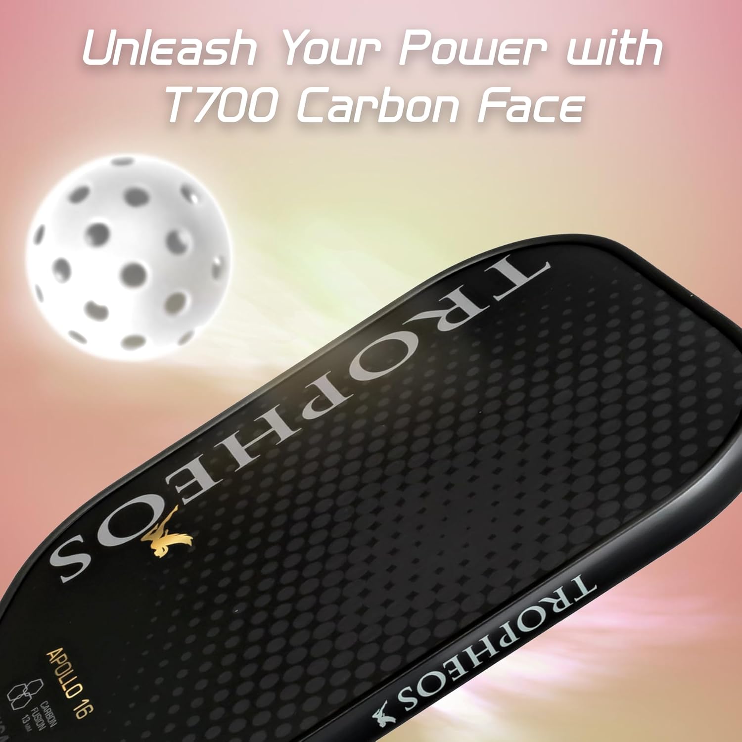 Apollo 16 Carbon Fiber Pickleball Paddle | Wide Sweet Spot | Amplifies Spin & Control | USAPA Approved | Best Pickleball Paddles 2024 | Control Black - 16mm