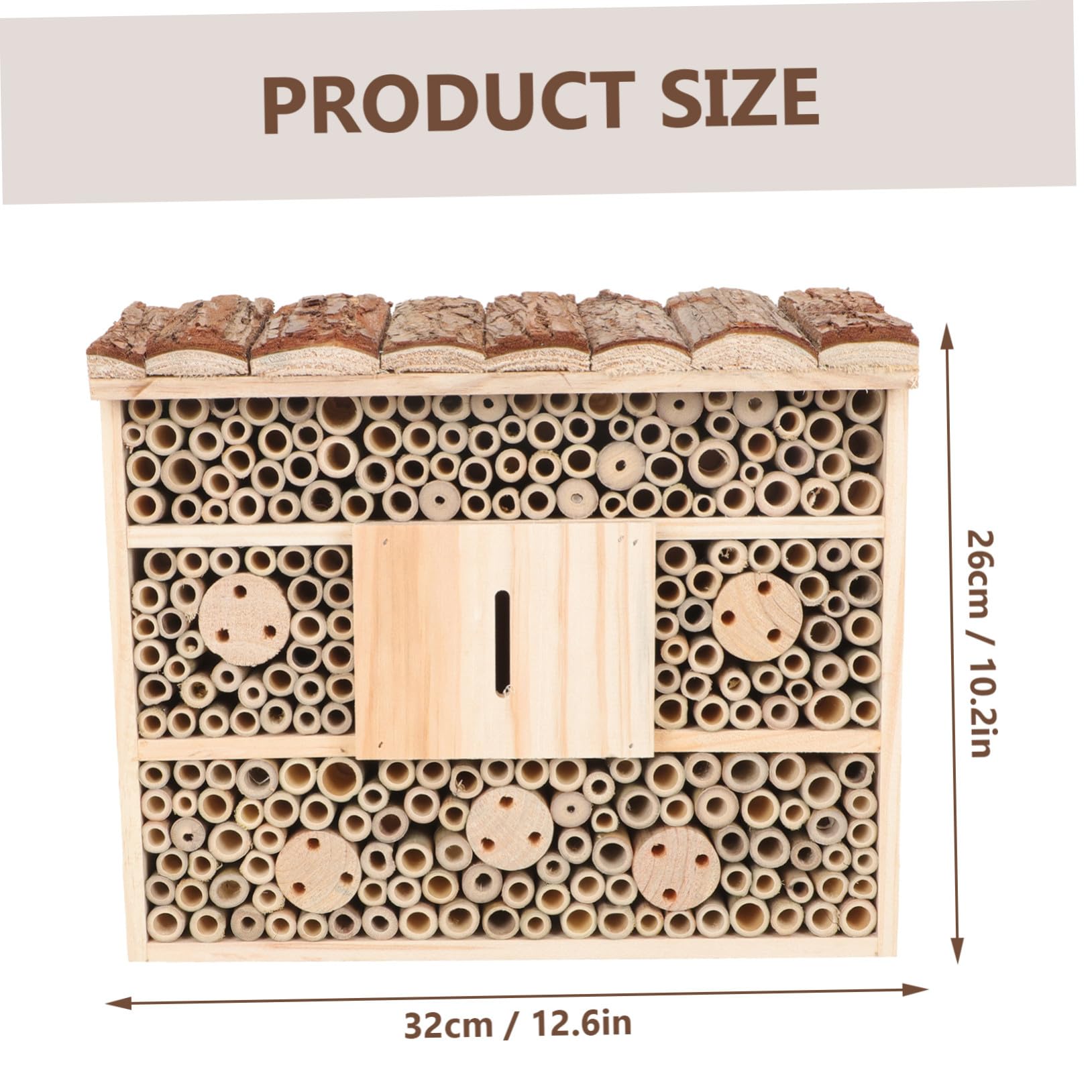 VILLCASE Casetta per Insetti in Legno Beige, Naturale per Api, Struttura Durevole per Giardino Attira Insetti Benefici e Mantiene Ecologia