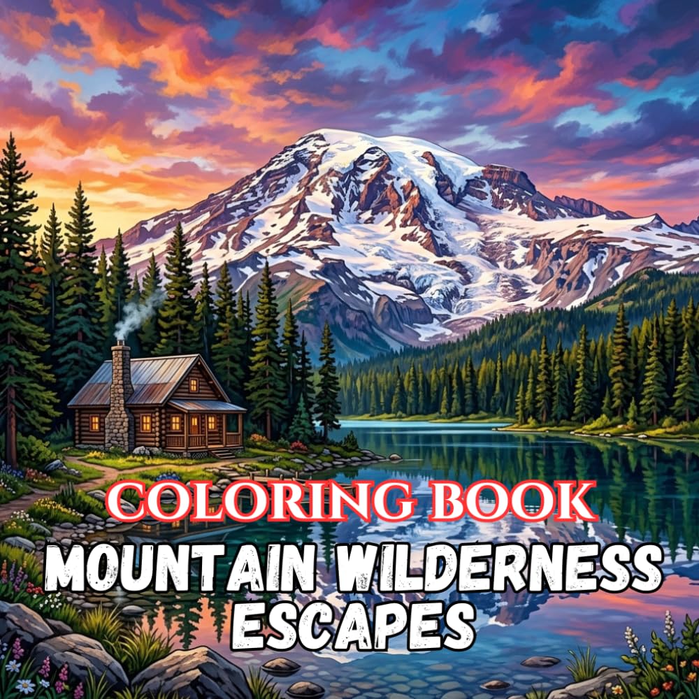 Mountain Wilderness Escapes: A Scenic Coloring Book Featuring Majestic Mountains, Alpine Lakes, Waterfalls, Forest Trails, Wildlife, Fire Lookouts, ... Adventures (Outdoor Escape Coloring Series)