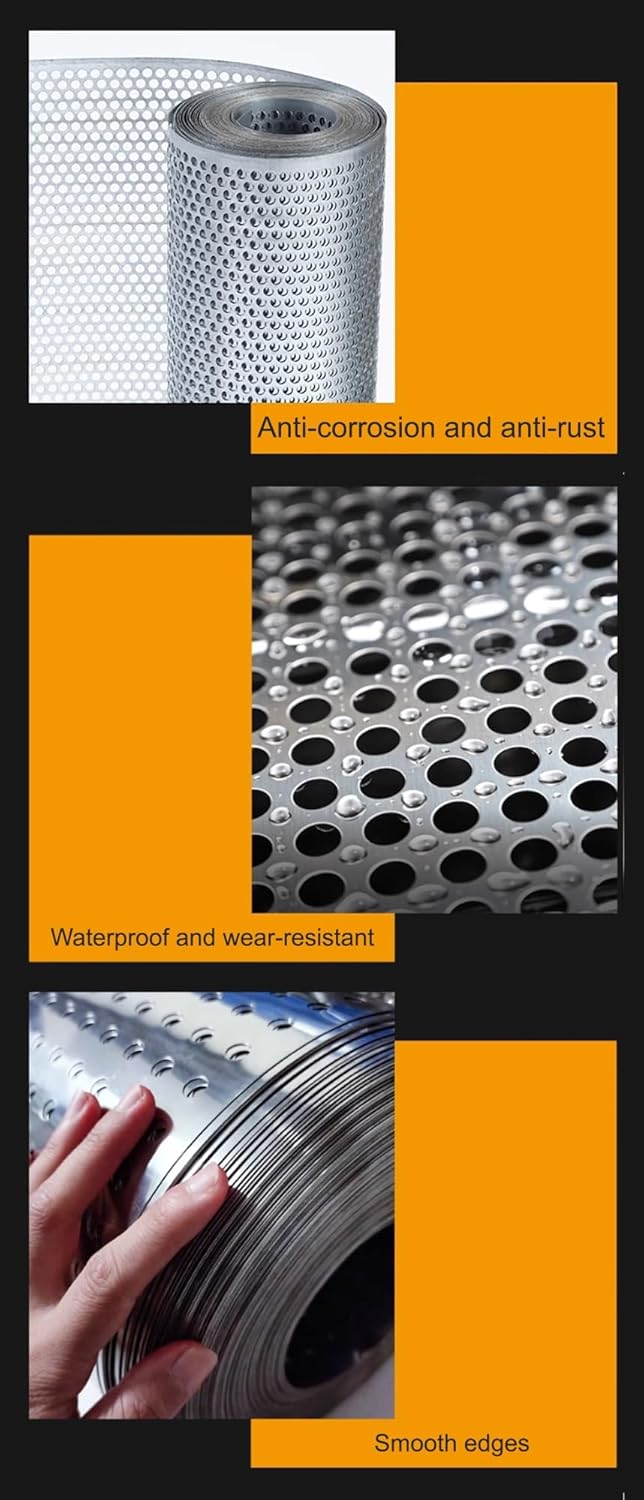 Anti-Theft Metal Mesh Sheet, 0.35mm Thick Perforated Panel, 8mm Hole Decorative Screen for Balustrade Infill, 29x900cm Security Solution