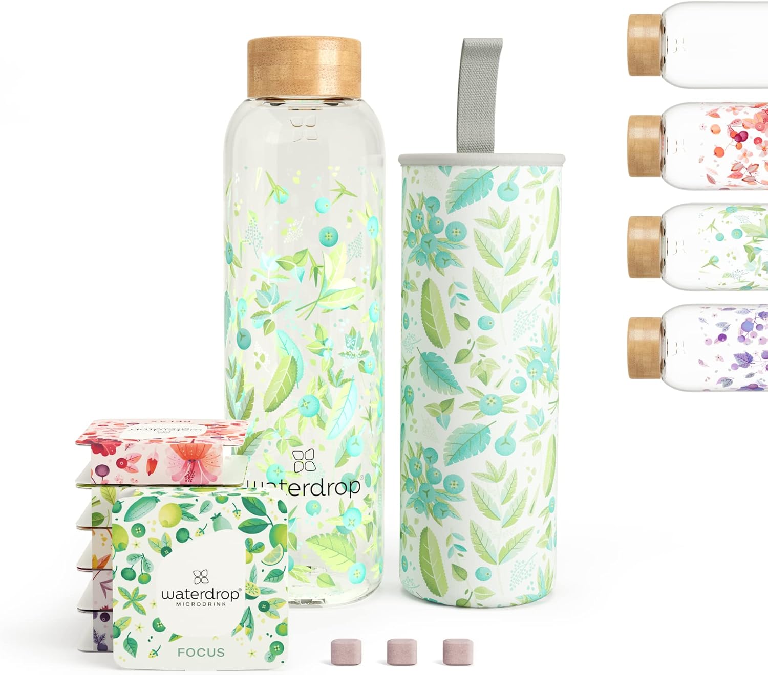 waterdrop® Starter Set Glass with 1x Glass Bottle + 18 Microdrinks