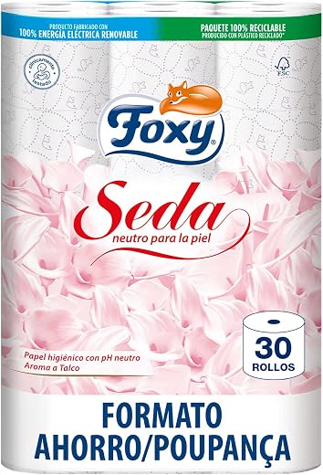 🔥 Foxy Silk | Toilet paper 30 rolls | 173 services per roll | Neutral to skin | FSC certified | 100% renewable electric energy | Recyclable package produced with recycled plastic