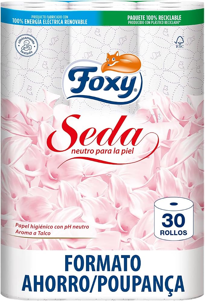 30 Rollos Papel Higiénico Foxy Seda - Pack Ahorro