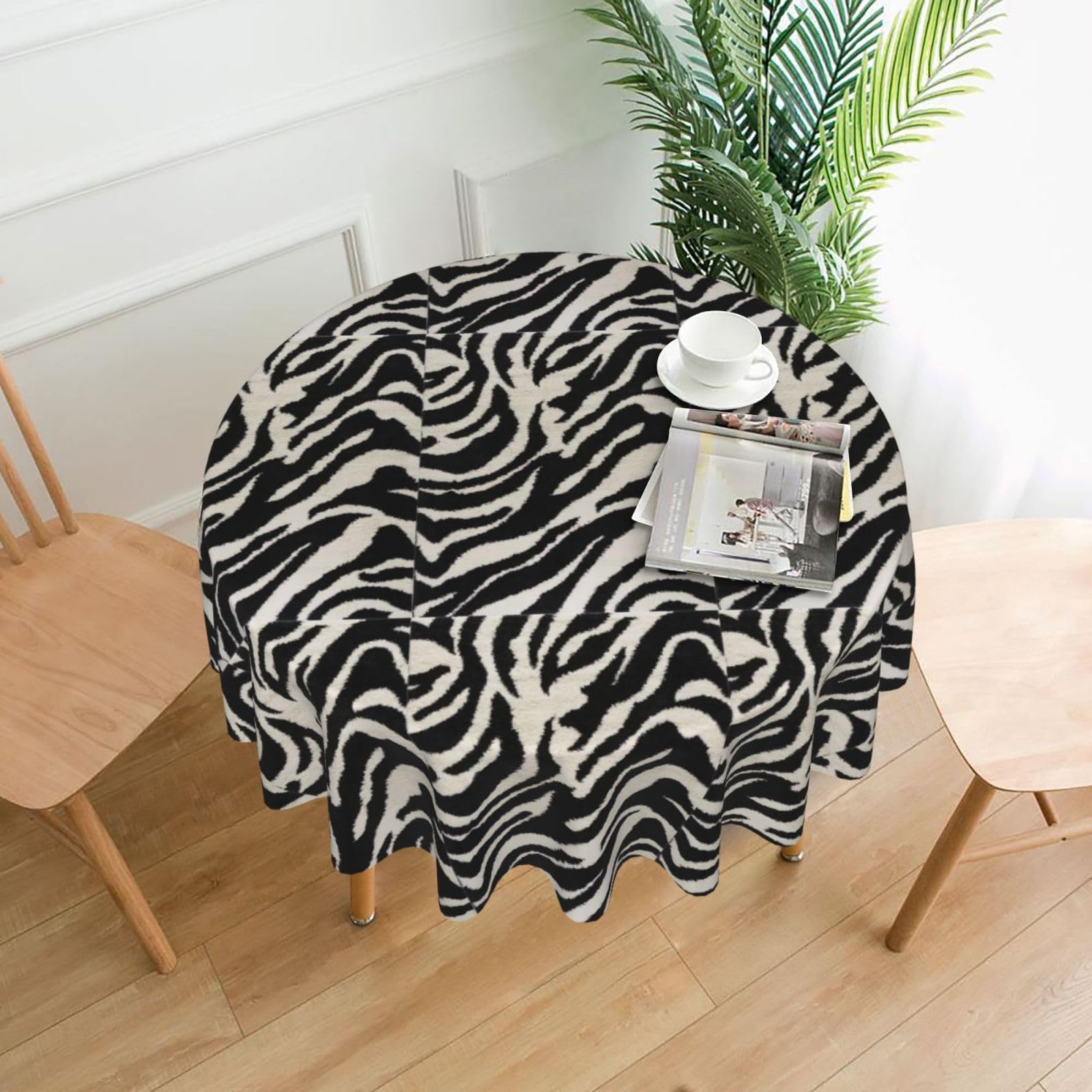 UVBDF Zebra Animal Print Multipurpose Round Tablecloth 60in Polyester Cover for Coffee Table Kitchen Desk Home Gift