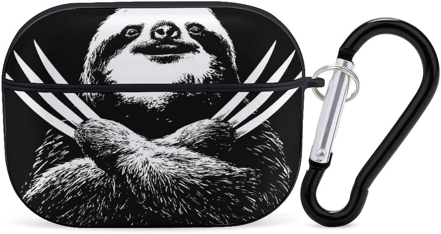Sloth with Claws Earphone Case PC Earbud Bag with Keychain Black-Style