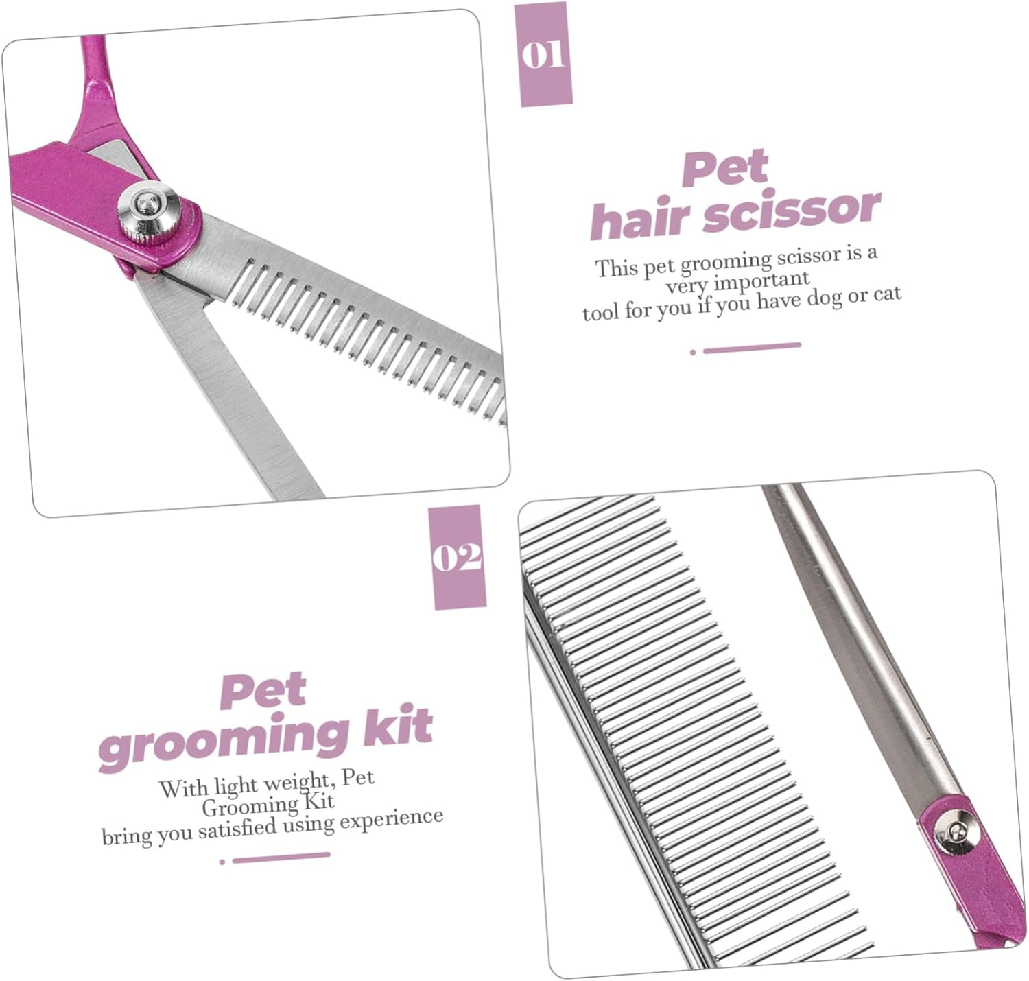 balacoo 1set Pet Grooming Scissors Professional Dog Hair Trimmer Lightweight Comb for Cats and Dogs Easy to Use for Grooming Needs
