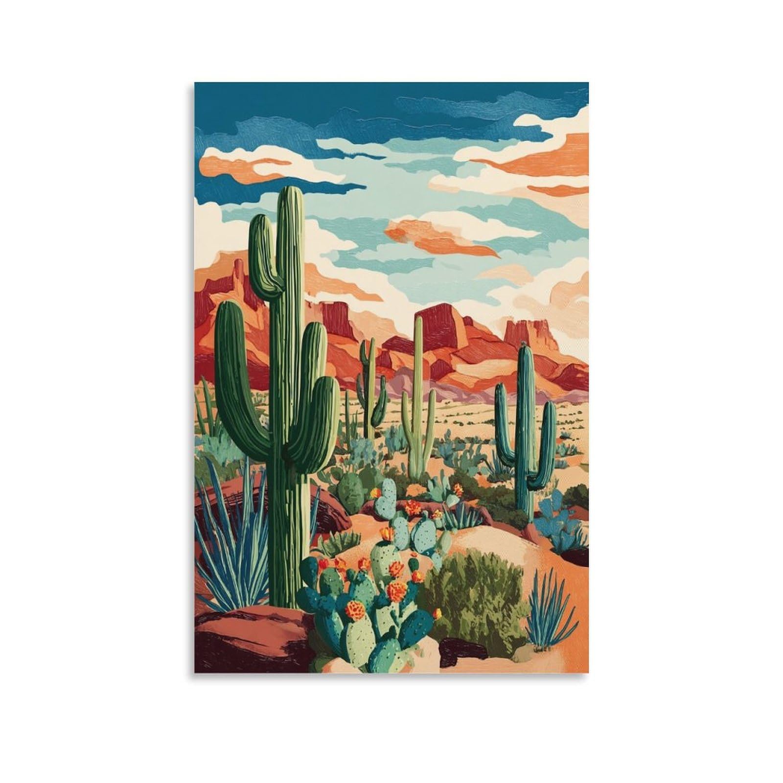 ZBBGGOZ Organ Pipe Cactus National Monument Poster 24x36inch(60x90cm) Vintage Watercolor Canvas Art