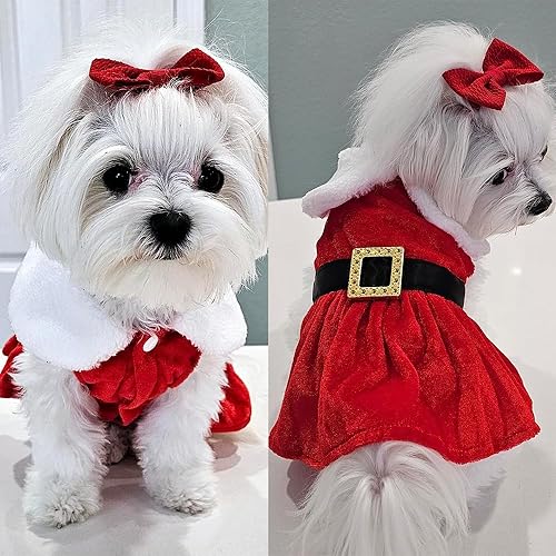 Miniatura 3 de Traje de Navidad para perro, ropa para perros pequeños y medianos, disfraz de Navidad para perro, ropa de Santa para perro, falda de terciopelo,