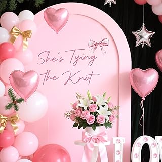 She's Tying The Knot Decal - Coquete Decal for Bridal Shower Decorations, Pink Bow Wall Stickers for Balloon Arch Backdrop Decor, Bachelorette Party Wedding Supplies