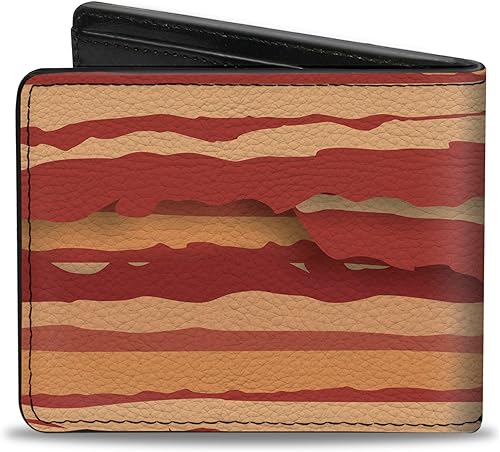 Miniatura 2 de Buckle-Down Billetera para hombre, plegable, apilada, tocino, cuero vegano, 4.0 x 3.5 pulgadas, Bacon, Buckle-down Billetera, plegable, tocino