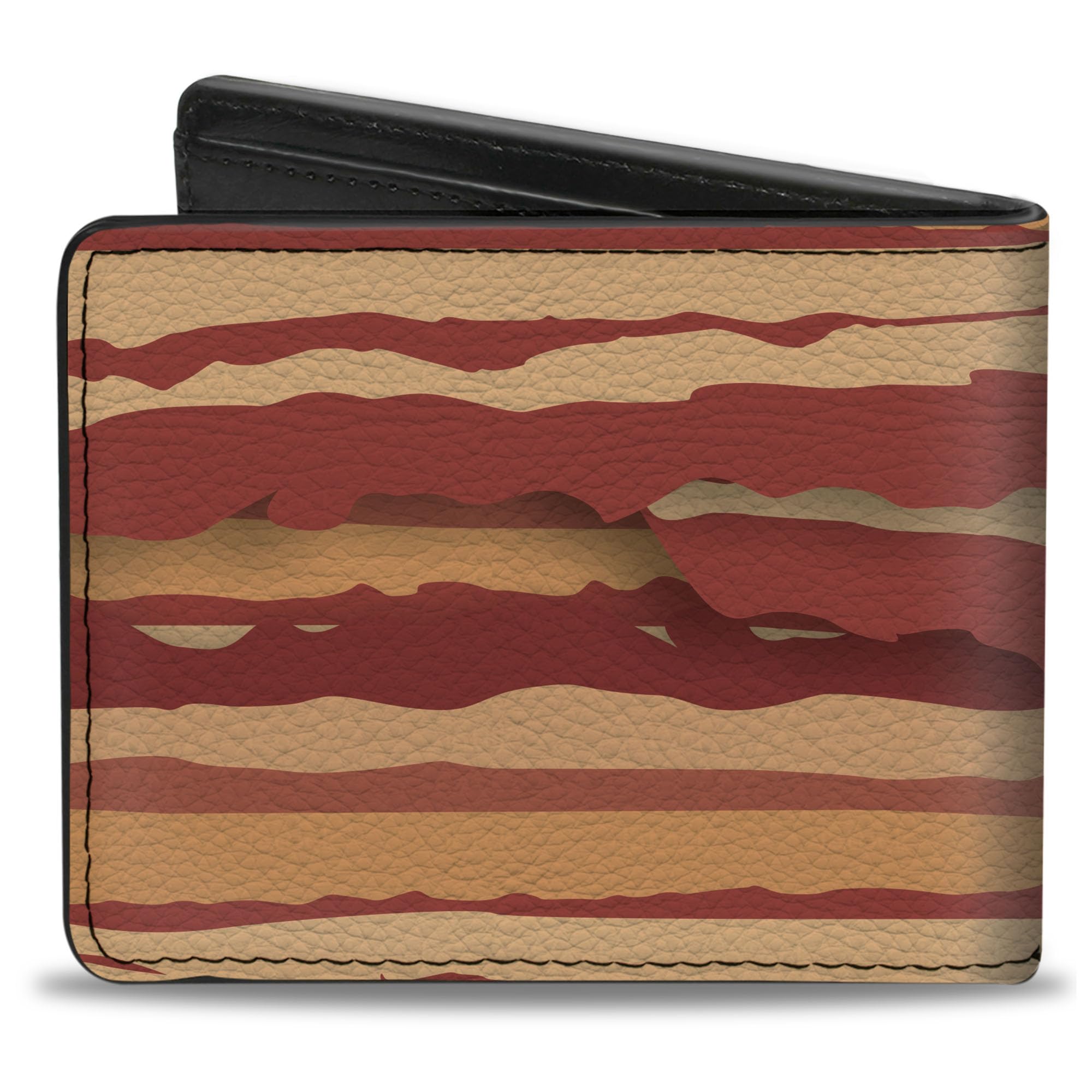Buckle-Down Men's Wallet, Bifold, Bacon Stacked, Vegan Leather, 4.0