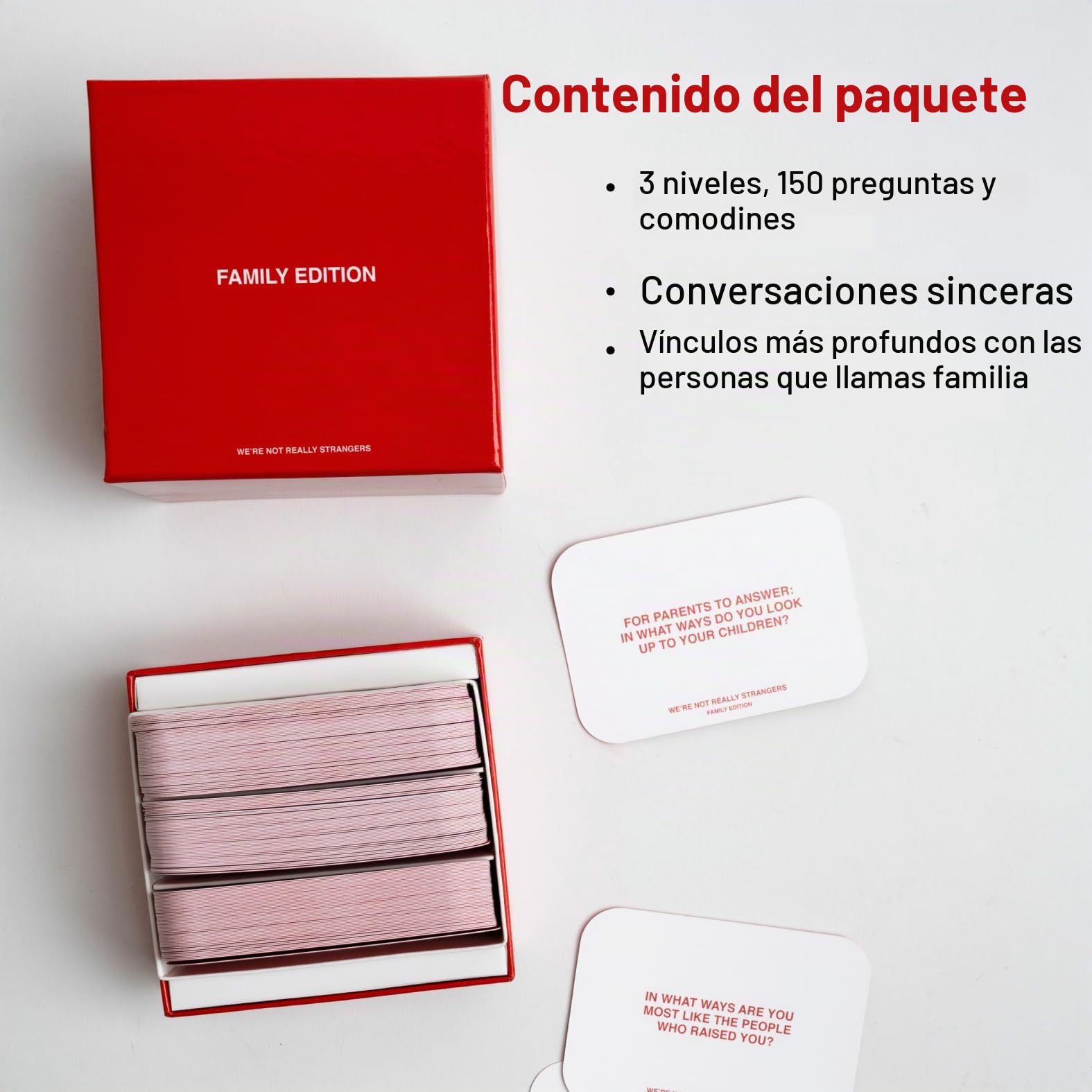 WE'RE NOT REALLY STRANGERS - Juego de cartas de edición familiar, 150 cartas de conversación para adultos, adolescentes, parejas y desconocidos, divertida fiesta familiar para noche de juegos o cita