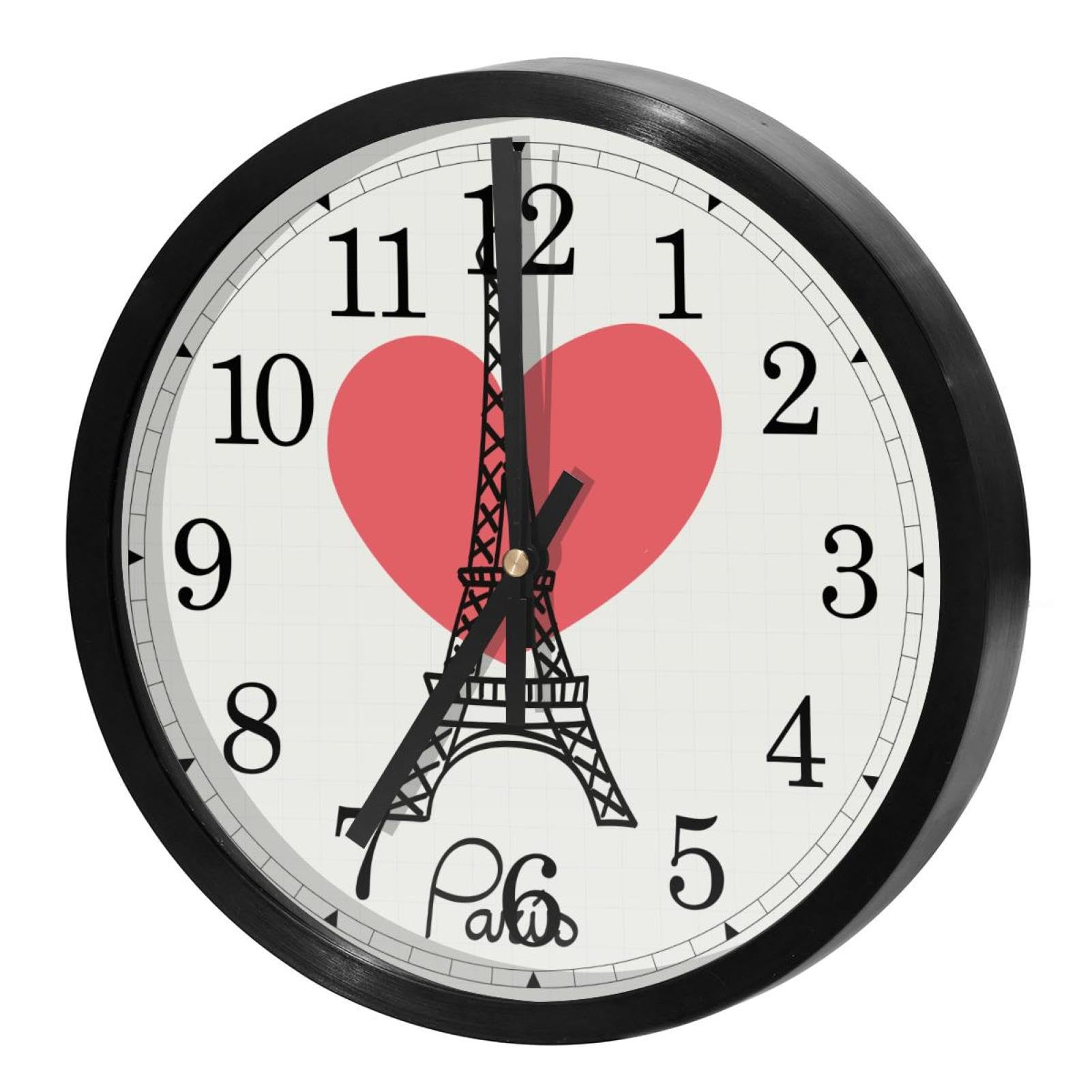 Horloge murale ronde Tour Eiffel pour cuisine et salon moderne