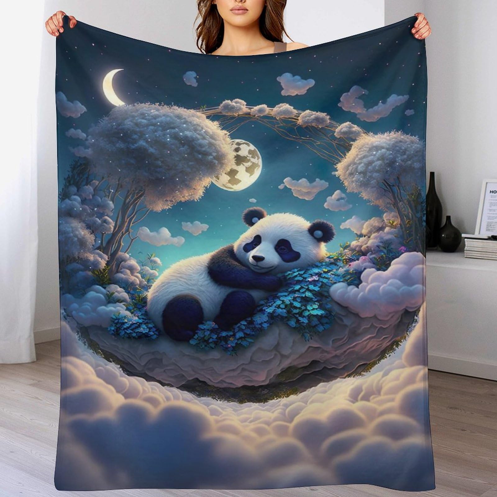 Couverture polaire chaude et douce 130x150cm plaid panda léger