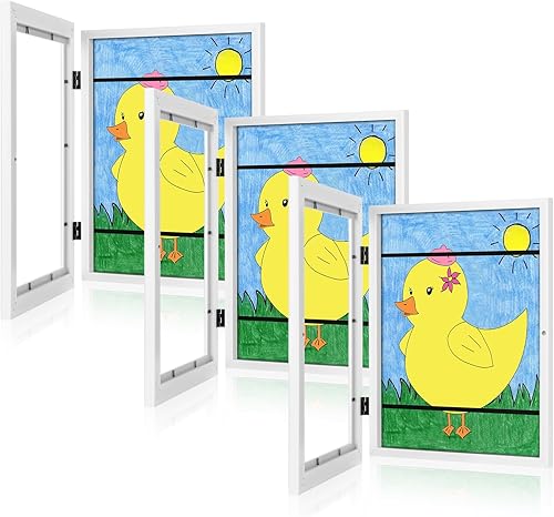 Miniatura 8 de Paquete de 3 Marcos de arte para niños, marcos de arte para niños, de 8.5 x 11 pulgadas, con apertura frontal, intercambiables, marco de