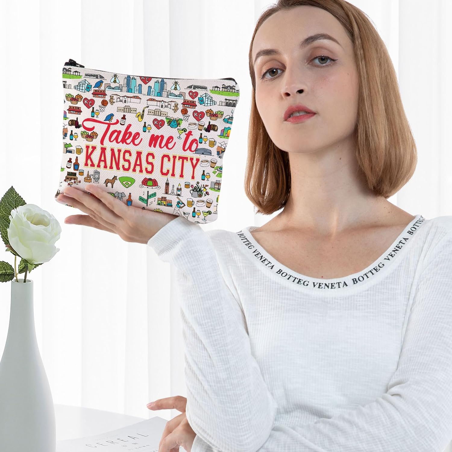 G2TUP Kansas City Travel Cosmetic Bag Kansas Landmarks Souvenirs Gift Take Me To Kansas Zipper Pouch Bag Kansas Merch (Take Me To Kansas) - Image 5