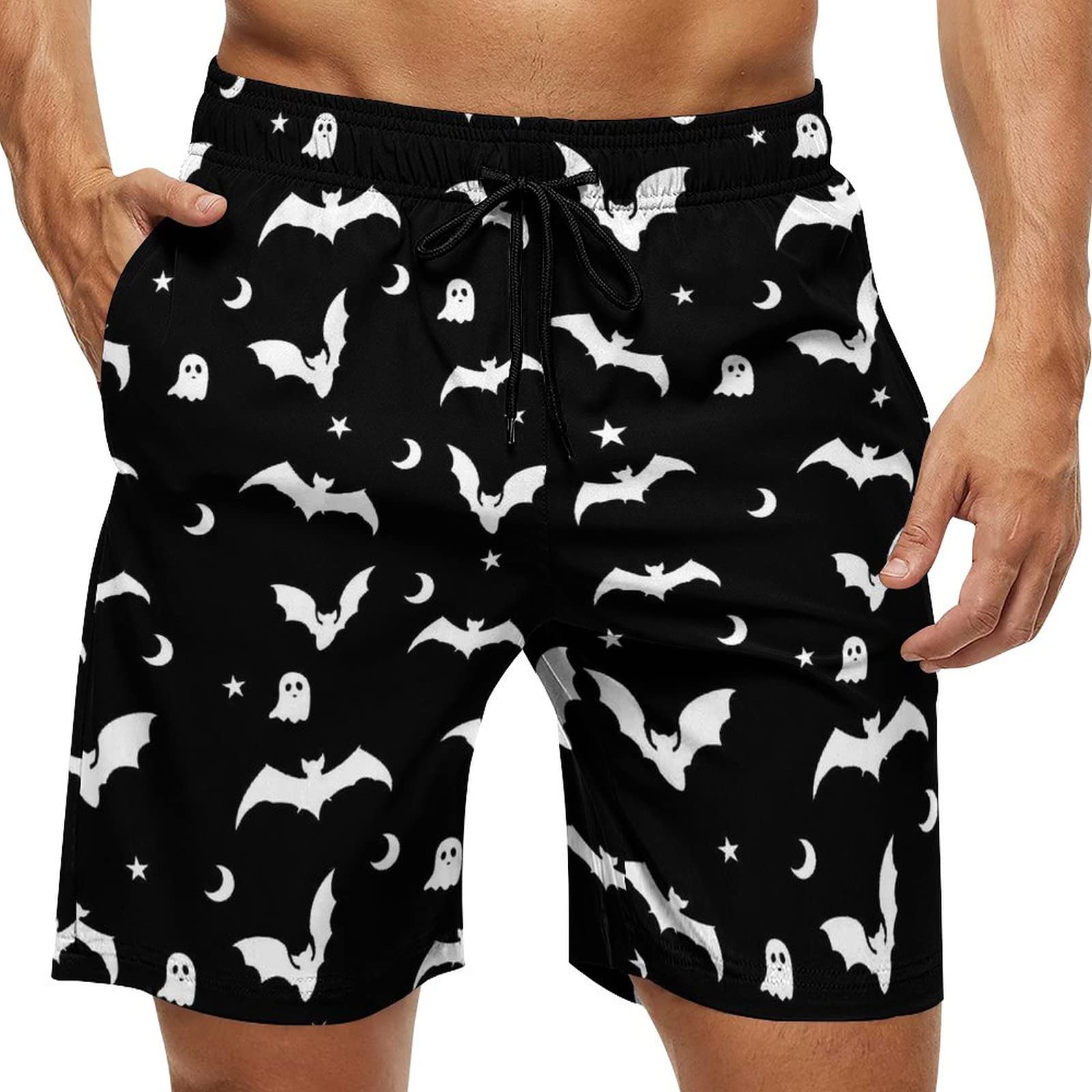 Mens Swim Trunks Men Quick Dry Swim Short with Pockets Skull with Middle Fingers Board Beach Shorts-image-47