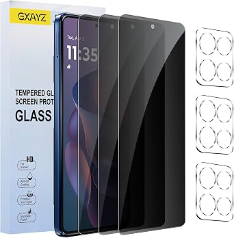 [3+3 Pack] Privacy Screen Protector for Motorola Moto G Stylus 5G 2025 with 3 Pack Camera Lens Protector, HD Clear Tempered Glass Film, Anti Spy, Anti Scratch, 9H Hardness, Touch Sensitive, Bubble Free