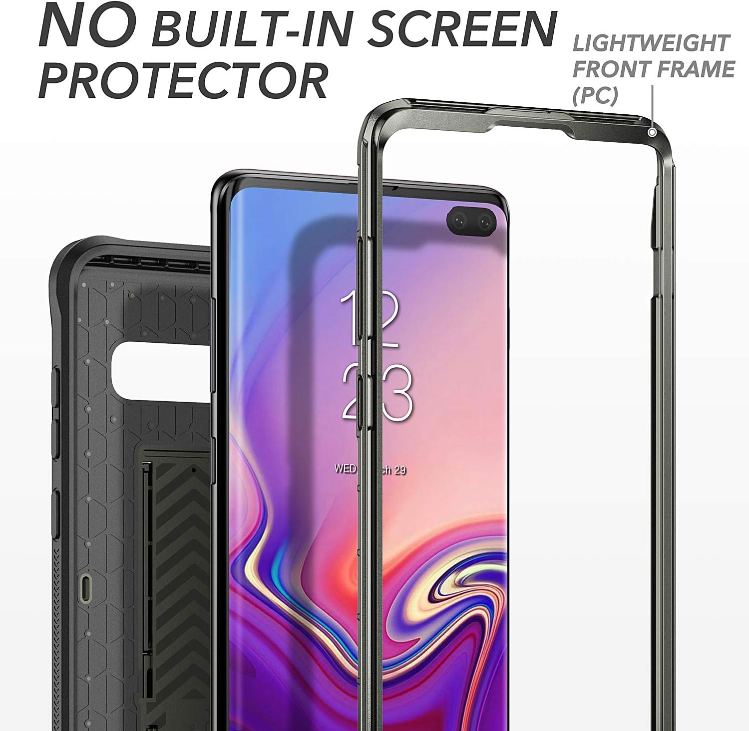 YOUMAKER Kickstand Case for Galaxy S10+ Plus, Heavy Duty Protection Full Body Shockproof Slim Fit Without Built-in Screen Protector Cover for Samsung Galaxy S10 Plus 6.4 inch - Gun Metal