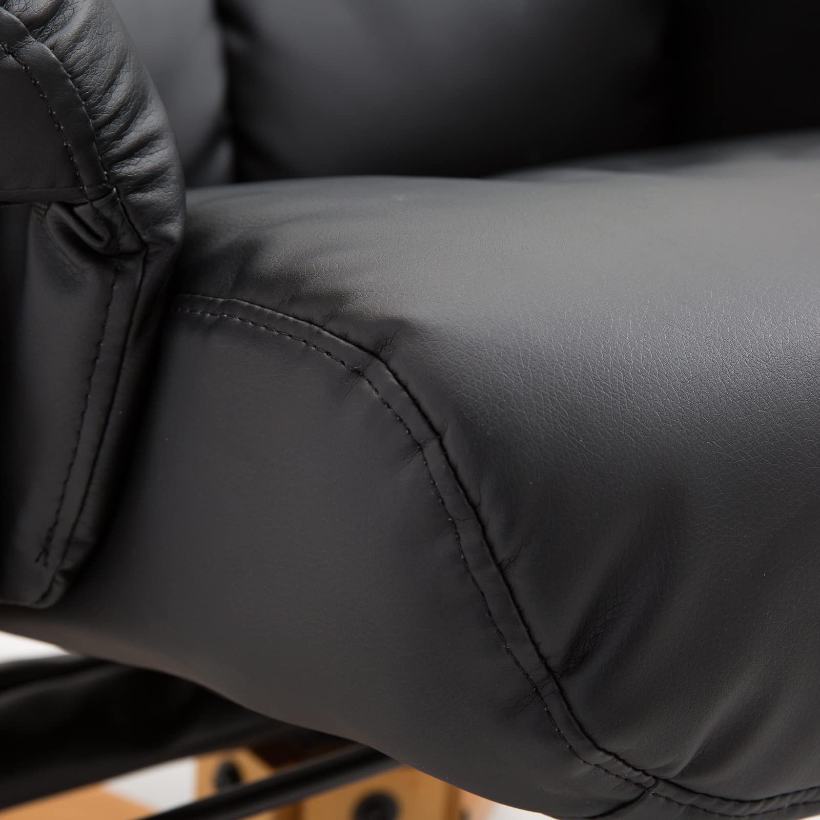 HOMCOM Poltrona Sedia Relax Reclinabile con Poggiapiedi in Pelle PU Nero
