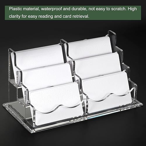 Miniatura 3 de YOKIVE Portatarjetas de visita de acrílico, pantalla para tarjetas de visita con 6 ranuras, organizador de tarjetas, ideal para oficina, escritorio