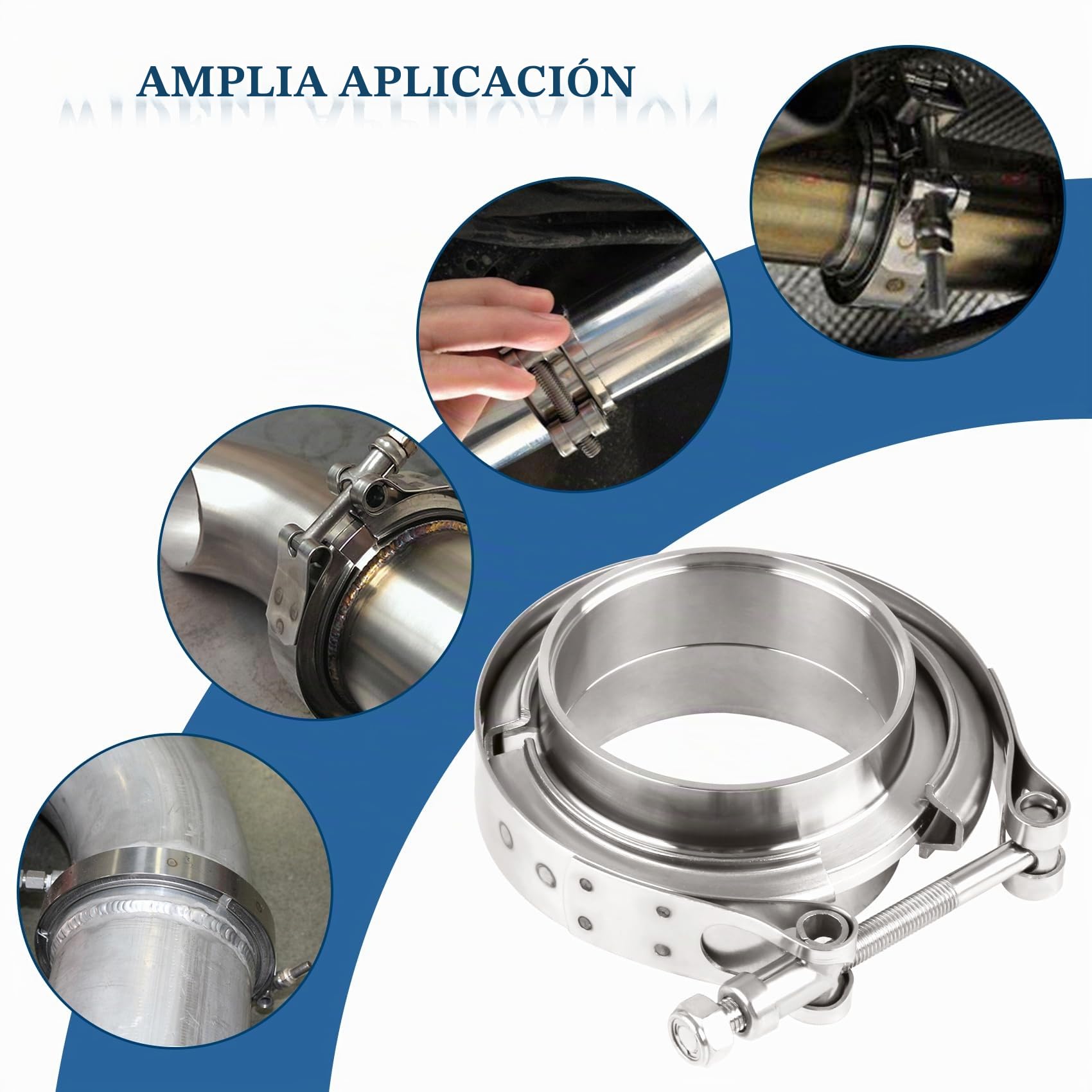 DOCAS 2.0 pulgadas 50.8mm Abrazadera de escape V-band universal de inoxidable con Juego de Brida,Abrazadera en V de acero inoxidable para Turbos, Escape, Válvulas de Descarga, Válvulas de Escape
