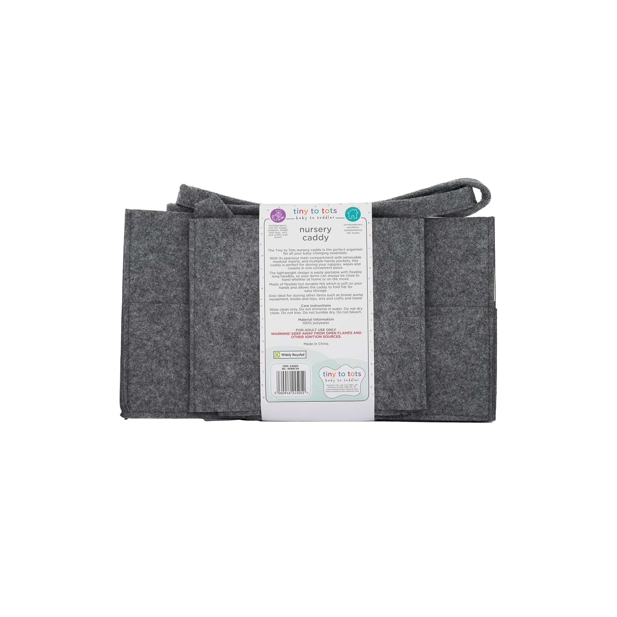 Nappy Caddy, Tiny To Tots Grey New Born Baby Essentials Bag, Removable Module Inserts, Wide Side Pockets - Image 3
