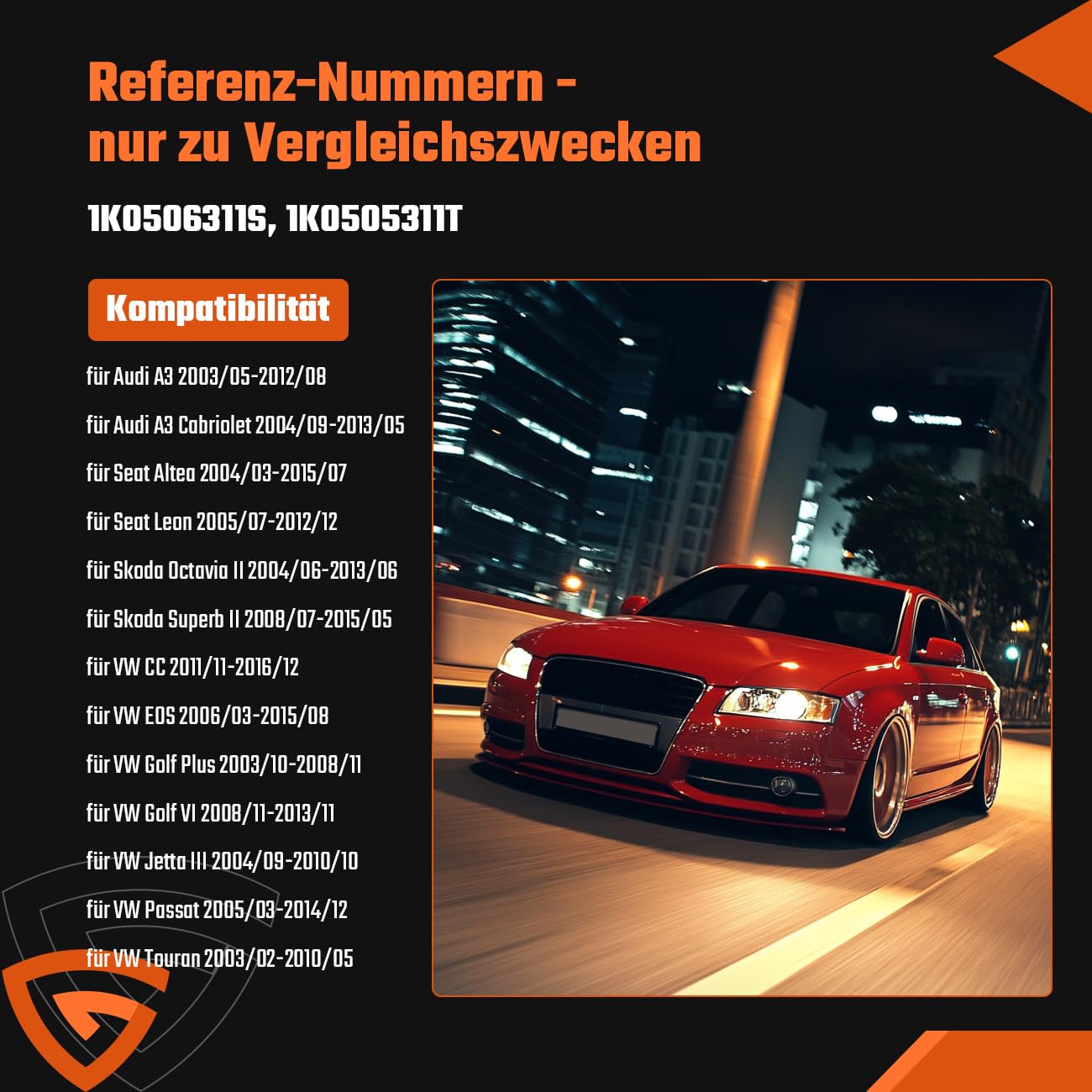 Querlenker Reparatursatz Hinten Rechts & Links Unten Kompatibel mit VW Golf V VII Schrägheck GOLF VI TOURAN 1T1, 1T2 TIGUAN 5N Für Audi A3 8P1 Für Seat Leon Für Skoda Octavia1K0506311S 1K0505311T