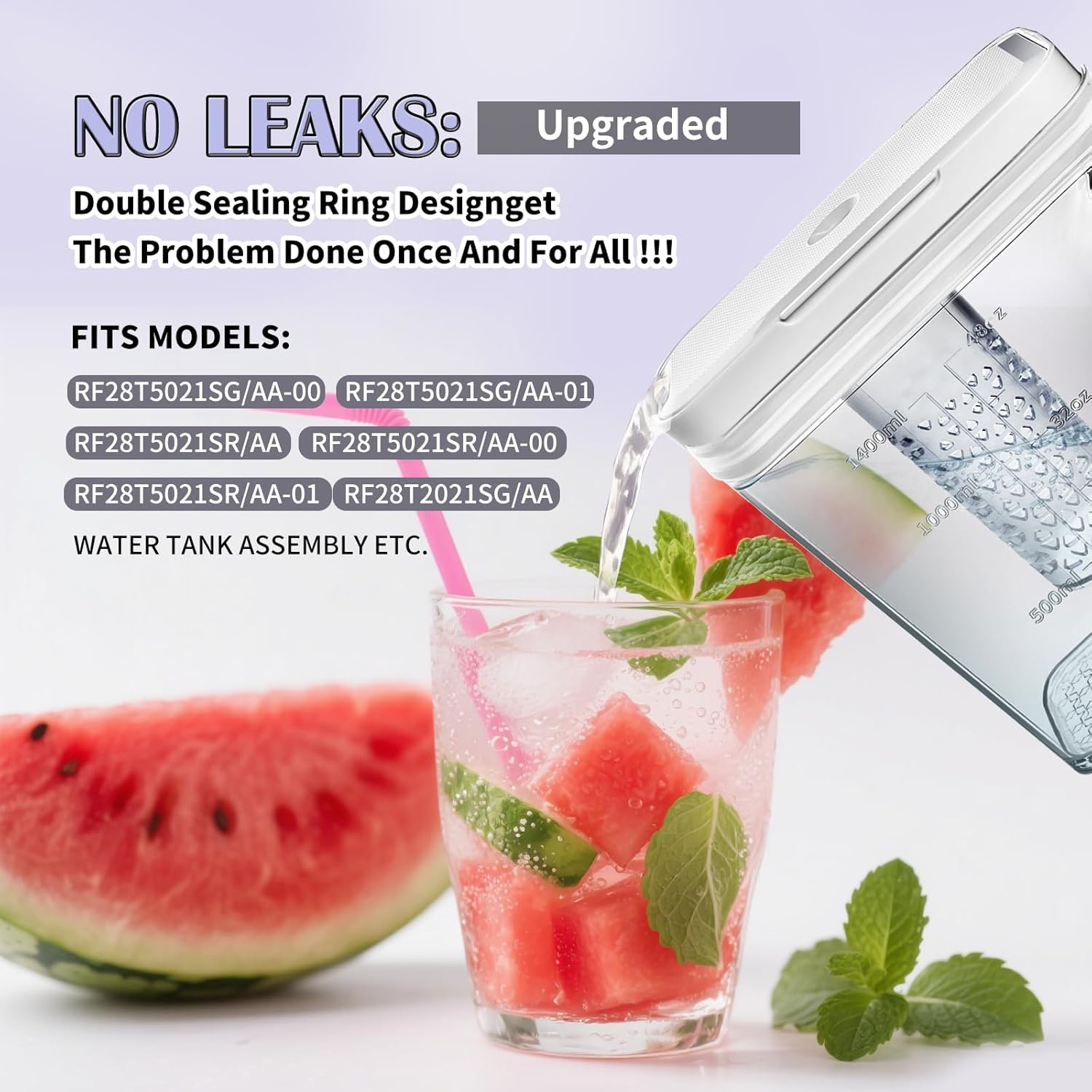 Upgraded Refrigerator water Pitcher DA97-17395B Compatible With Samsung Fridge water Reservoir, Double sealing Fridge reservoir NO leak RF28R7351SR RF28R7351SG Water Pitcher Reservoir Tank