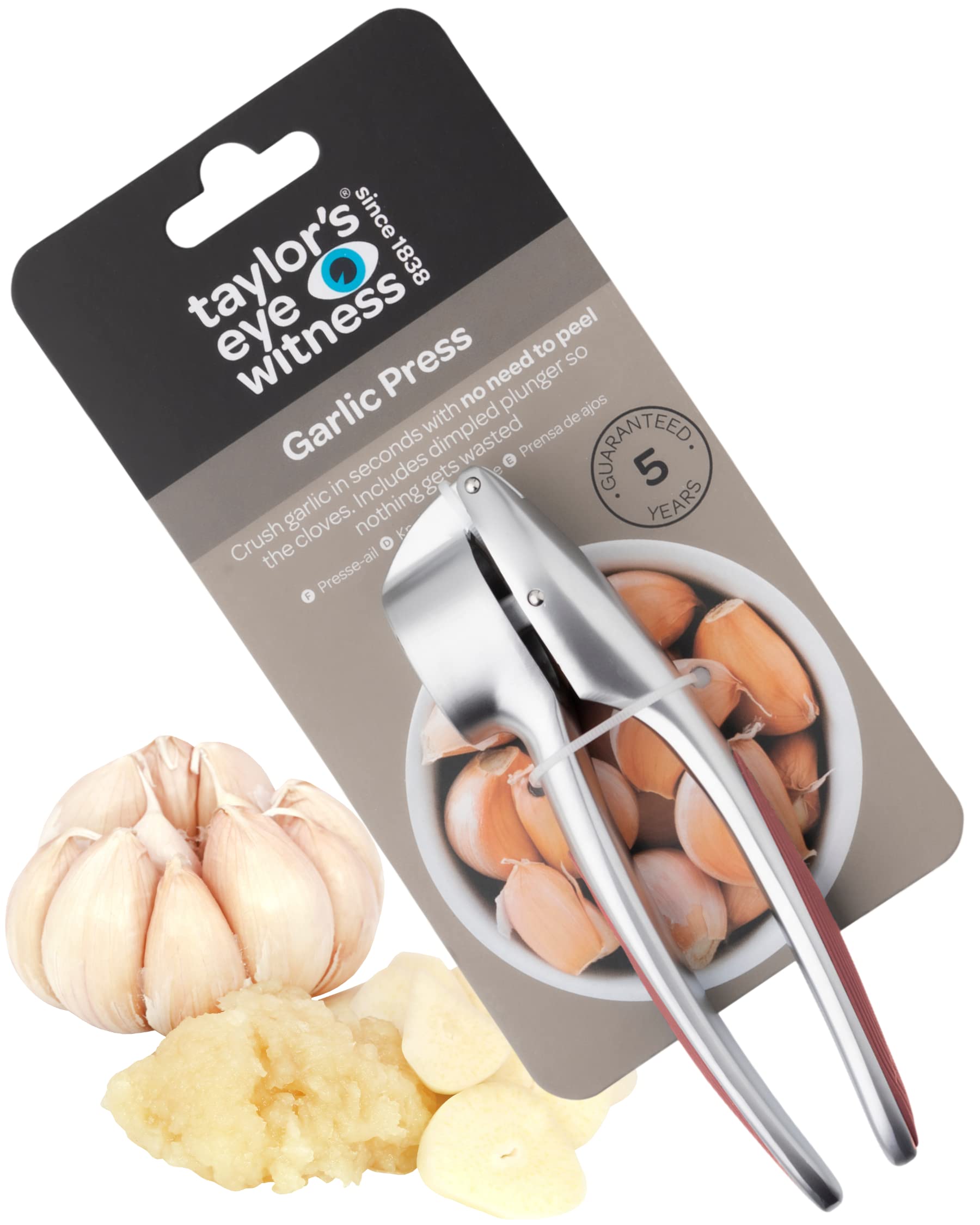 Easy To Use Garlic Press, Removes The Need to Peel, Great Kitchen Gadget For Crushing Garlic Cloves. Dishwasher safe