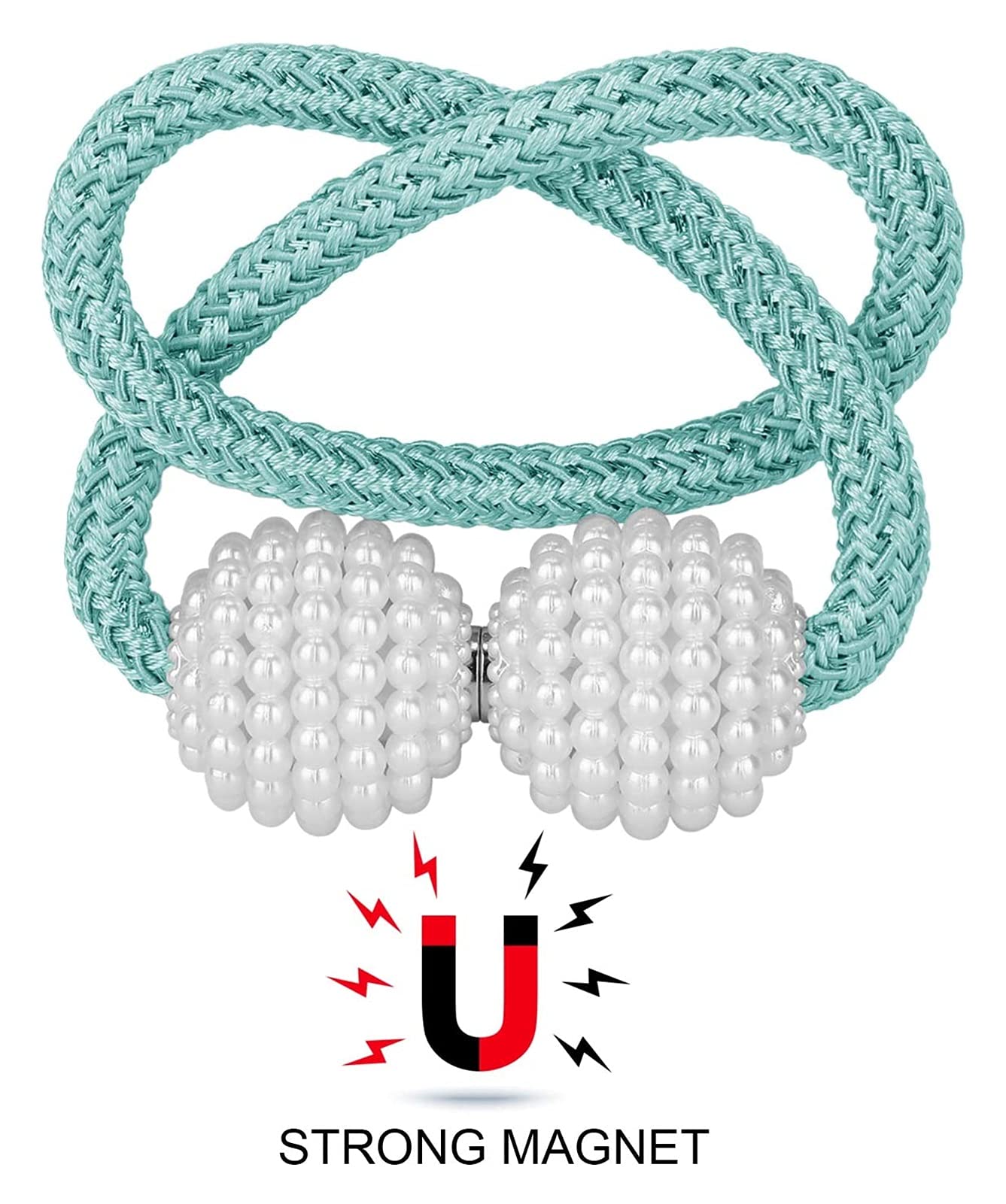 Anneau de rideau Embrasses de rideau magnétiques Embrasses de drapé pratiques (paquet de 2) - Support de retenue de corde décorative en perles pour petits accessoires de rideaux (Couleur : Rose) (Aq