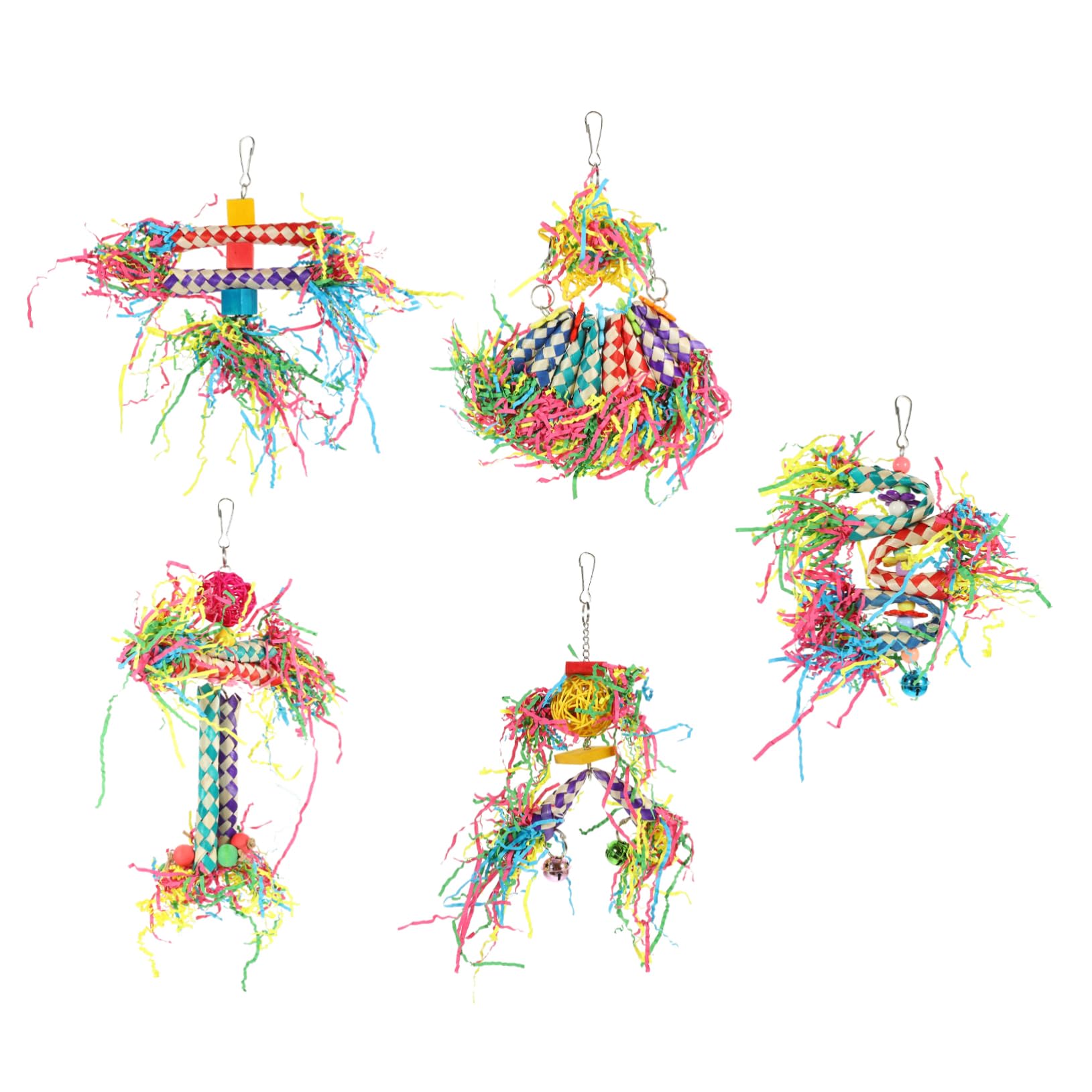 BESPORTBLE 2ensembles Jouets Suspendus à Mâcher pour Oiseaux Jouets Tube Tressé pour Perroquets Et Perruches Accessoires Ludiques pour Cages Oiseaux