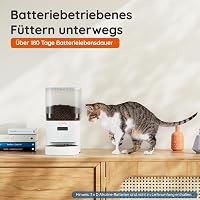 WOPET Automata Kisállat Etető 4L - Macskáknak és Kutyáknak, 180 Napos Akkumulátor, 1-6 Étkezés/Nap, Rozsdamentes Acél Tál, Fehér 2
