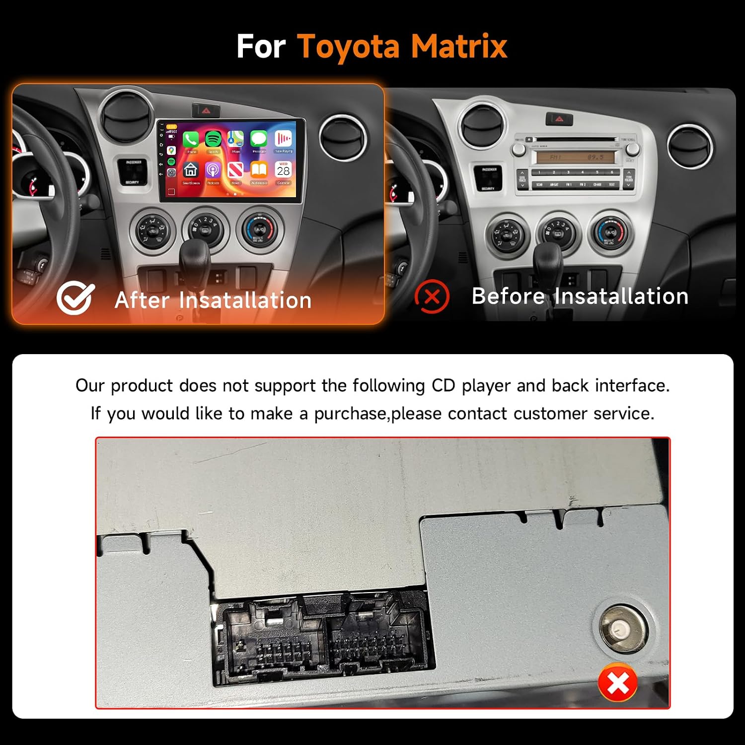 8 Core 6G 128G for Toyota Matrix 2009-2014 Radio Android 9 Inch Touchscreen Wireless Carplay Android Auto, Driauto Car Stereo for Toyota Upgrade Bluetooth DSP GPS Navigation WiFi FM/RDS Backup Camera