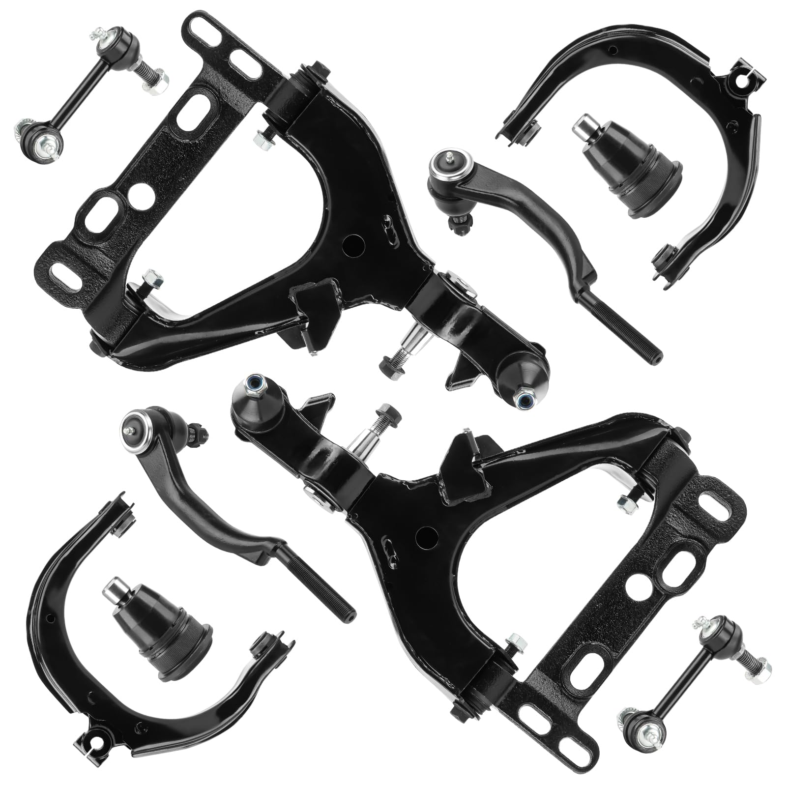 Front Lower & Upper Control Arm w/Ball Joint for Buick Rainier Chevy Trailblazer GMC Envoy Isuzu Ascender 04-07, SAAB 9-7X 05-07, Driver & Passenger Side, 10Pcs Suspension Kit K620467 K620468 K640294