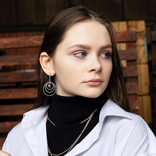 Miniatura 2 de KISSITTY 120 aretes de acero inoxidable 304 de 12 estilos de eslabones con cuentas, aretes circulares redondos, bisel abierto redondo, marco