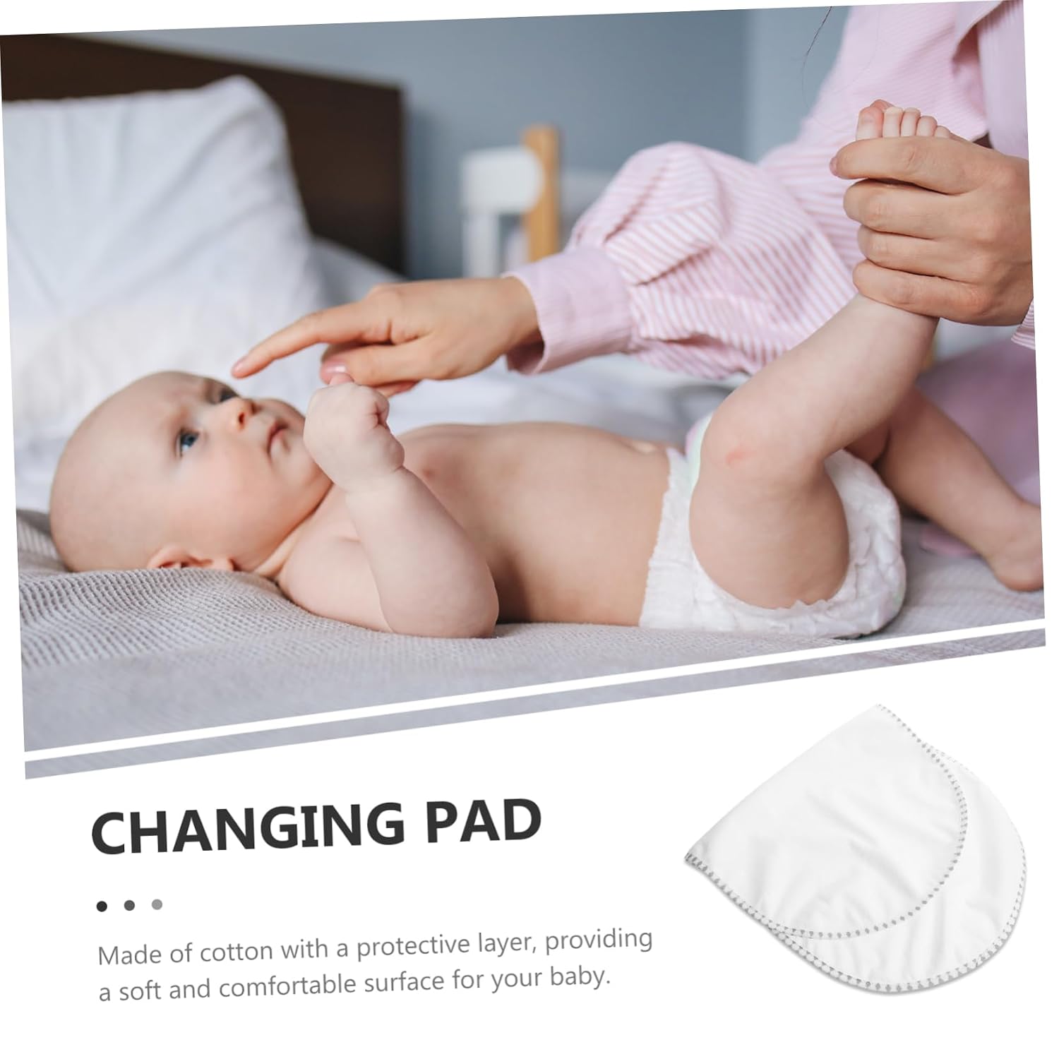 Baby Changing Pad 3 Pack Cotton TPU Waterproof Reusable Diaper Changing Mat for Portable Protector Machine Washable for Travel and Home