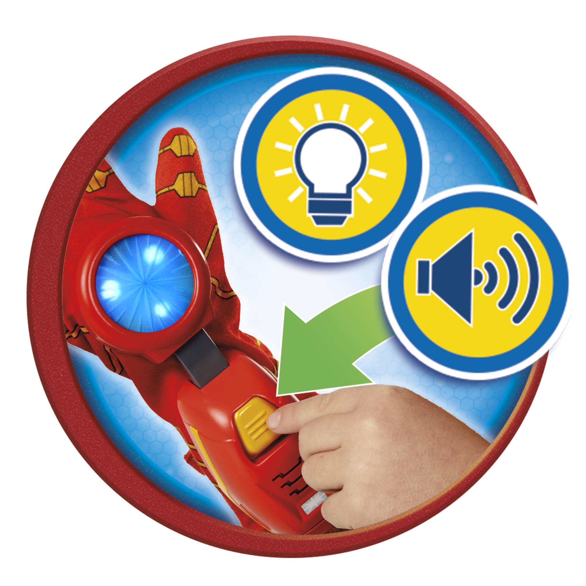 Marvel Iron Man et Ses Amis Extraordinaires, Pack de déguisement du héros en Armure, Masque et Gant électronique Iron Man, pour Enfants, dès 3 Ans