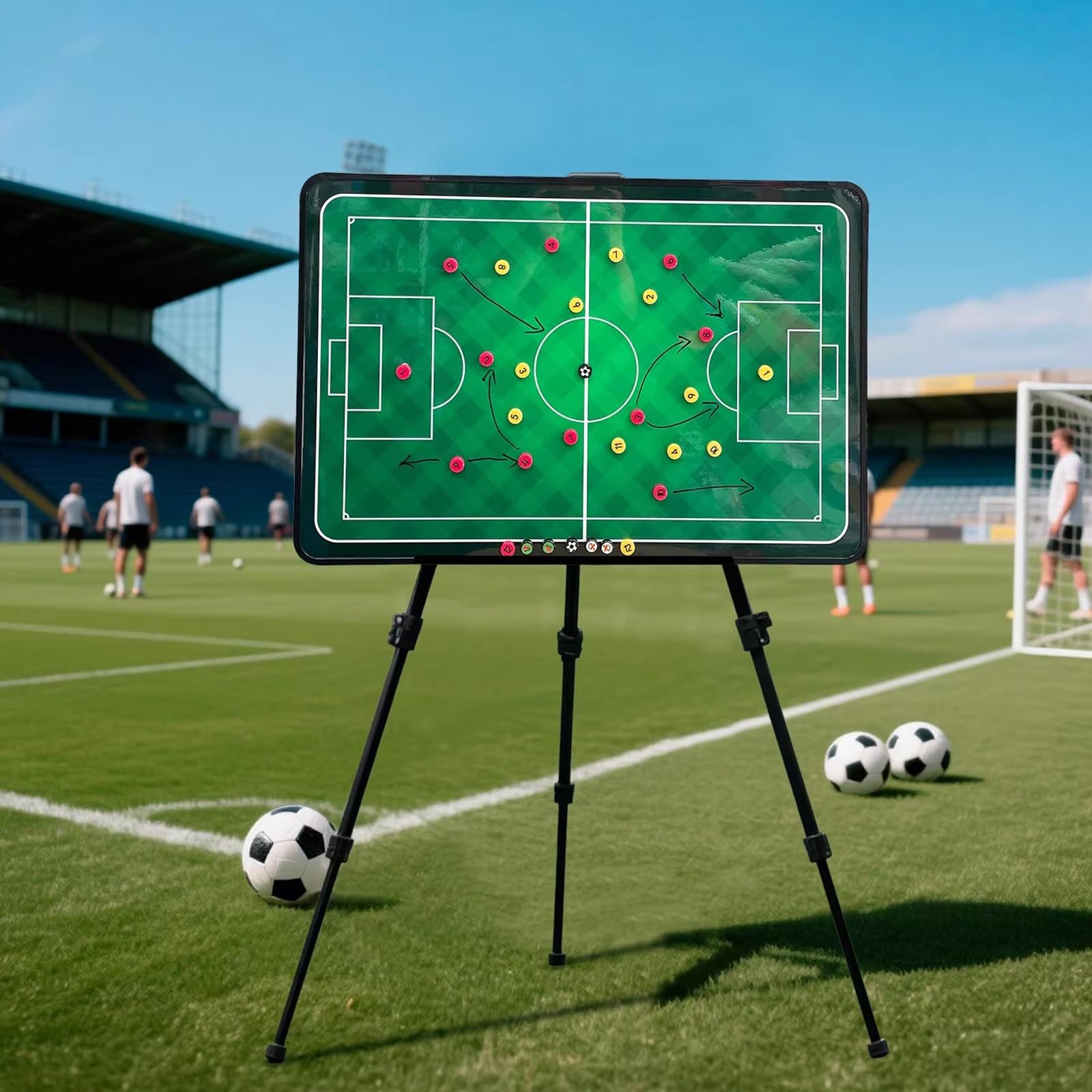 Lavagnetta per Allenatore Calcio, Lavagna Magnetica Calcio, con Treppiede e Borsa per Il Trasporto, Materiale Resistente, Facile da Trasportare, Ideale per L'insegnamento