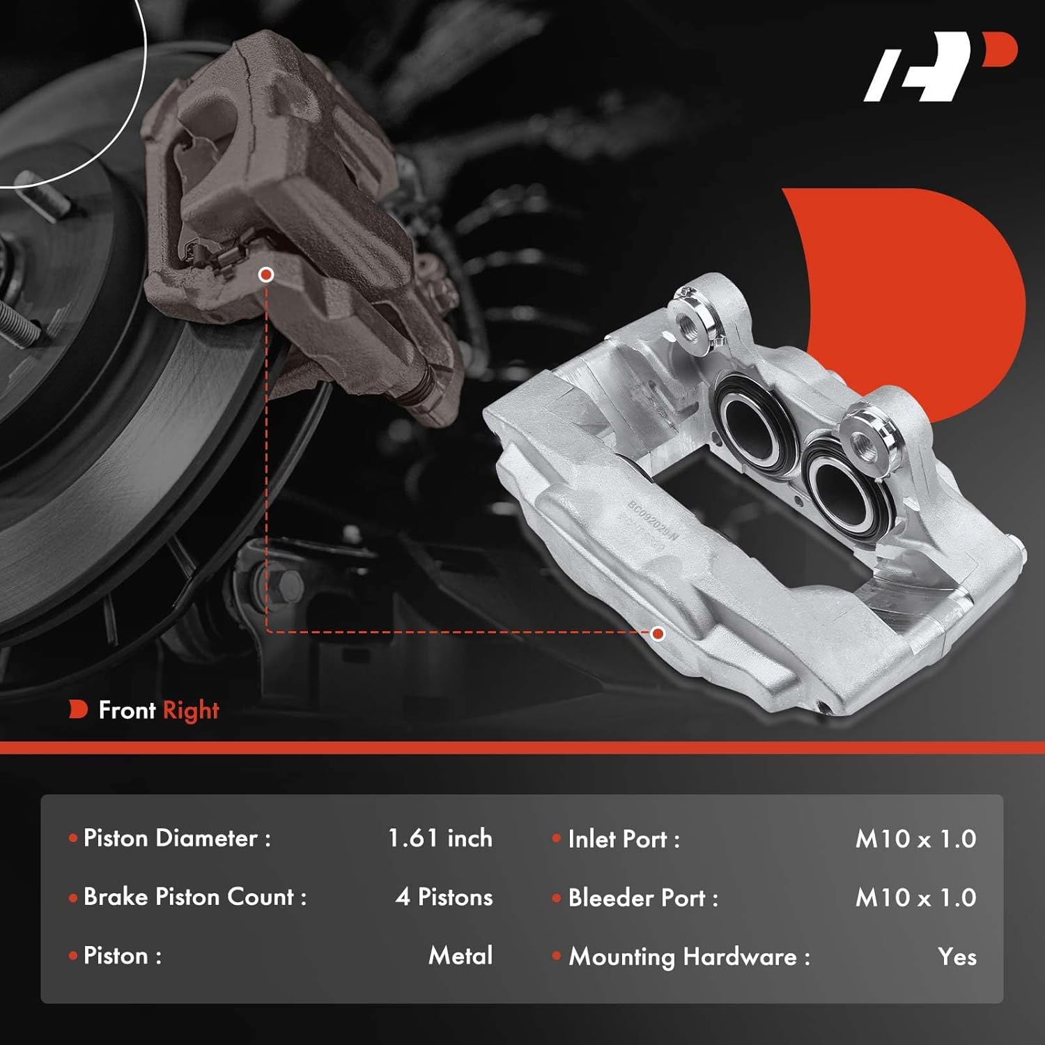 A-Premium Disc Brake Caliper Assembly Compatible with Select Nissan Models - 300ZX 1990 1991 1992 - Front Right Passenger Side
