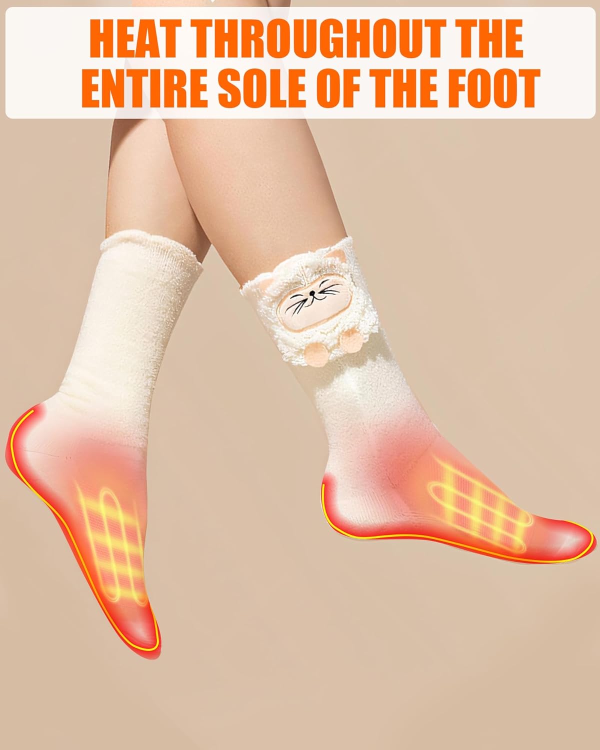 Kids Heated Socks - Boys and Girls Cute Electric Heating Socks, 4000mAh Battery Pack (Not Ski Socks)